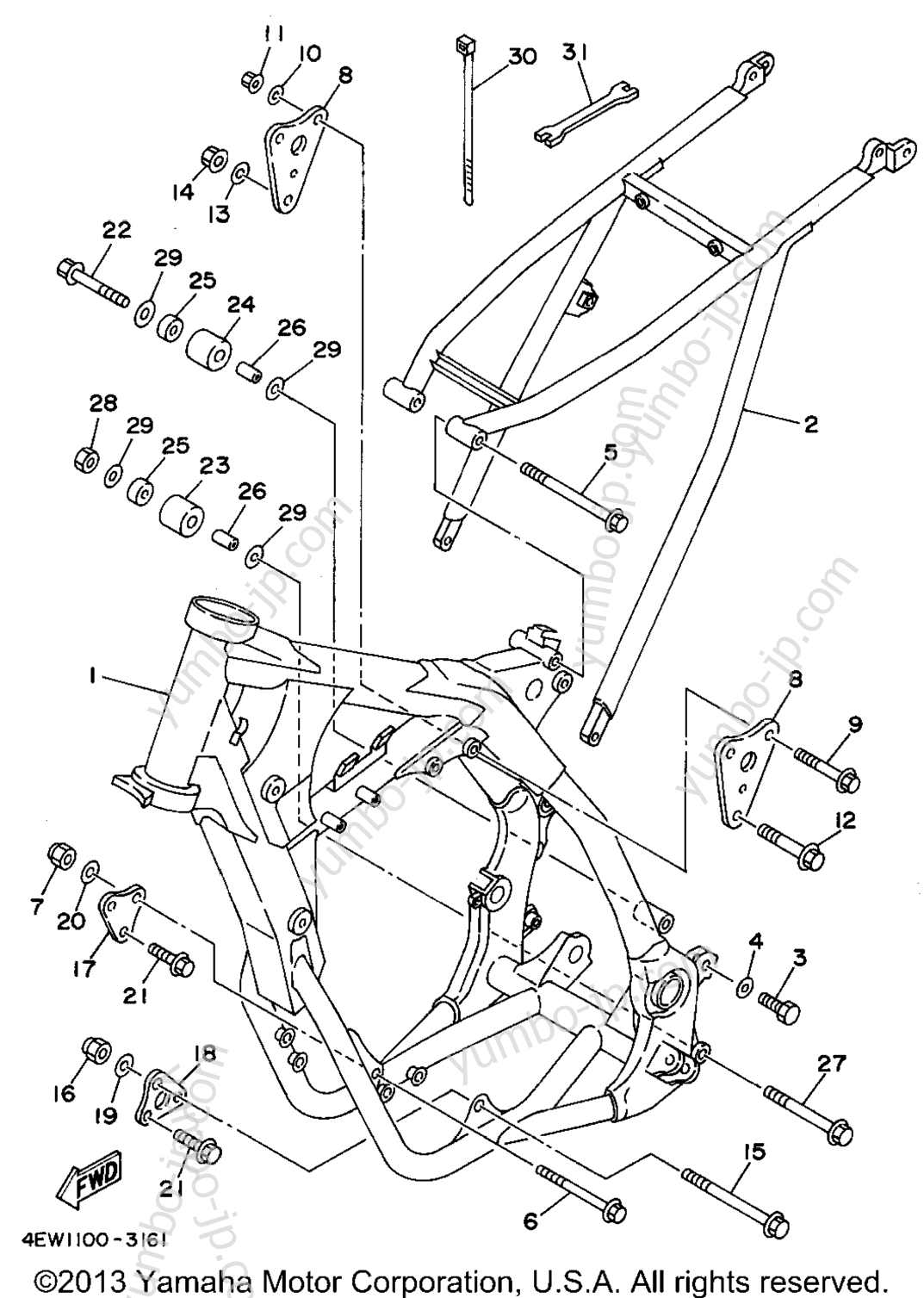 FRAME for motorcycles YAMAHA WR250ZF 1994 year