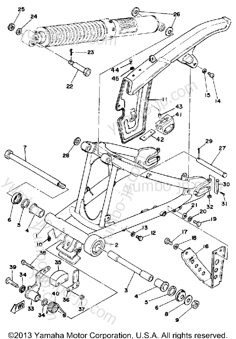Rear Arm - Chain Case для мотоциклов YAMAHA DT250F 1979 г.