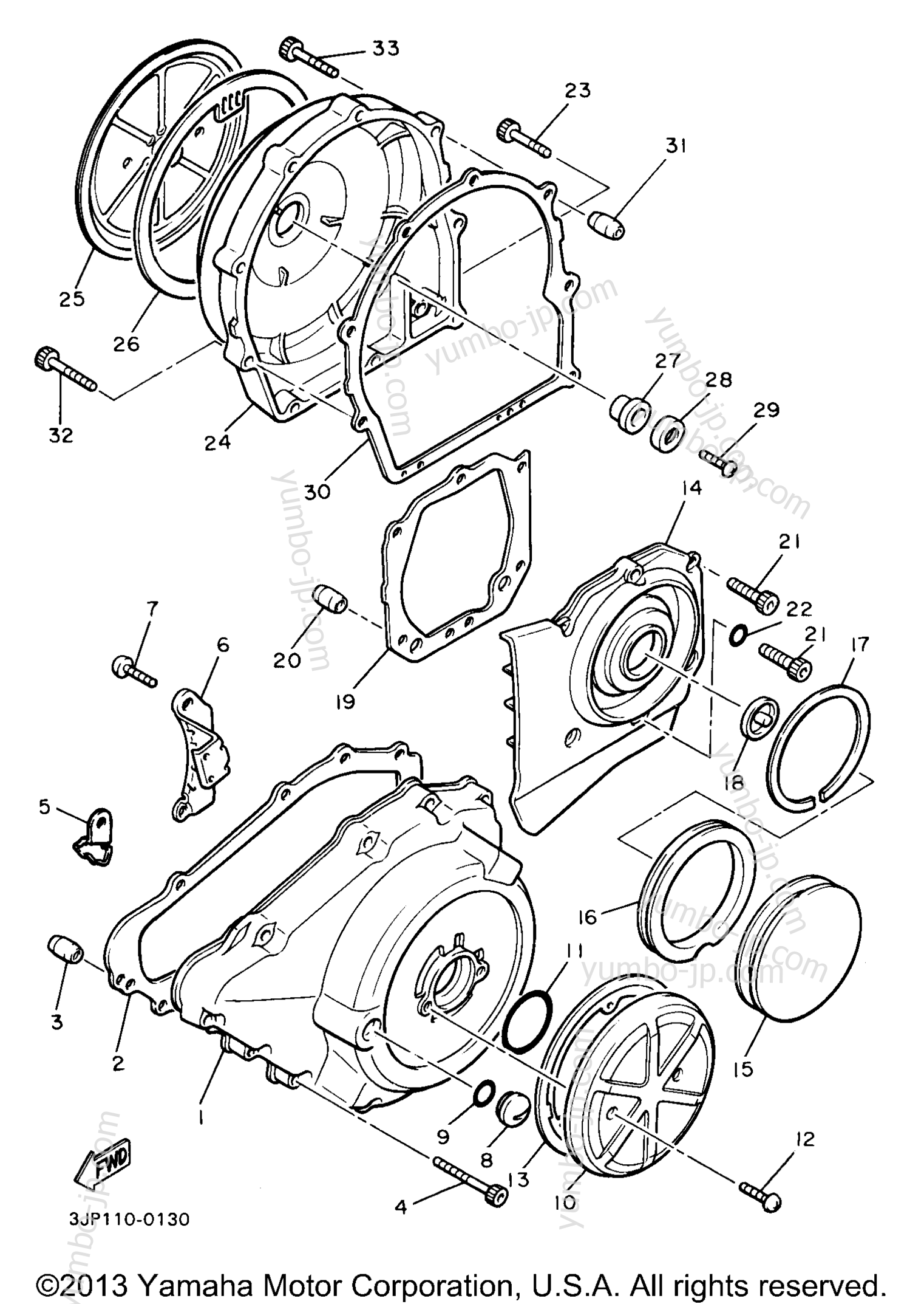 Crankcase Cover 1 для мотоциклов YAMAHA V-MAX 1200 (VMX12K) 1998 г.