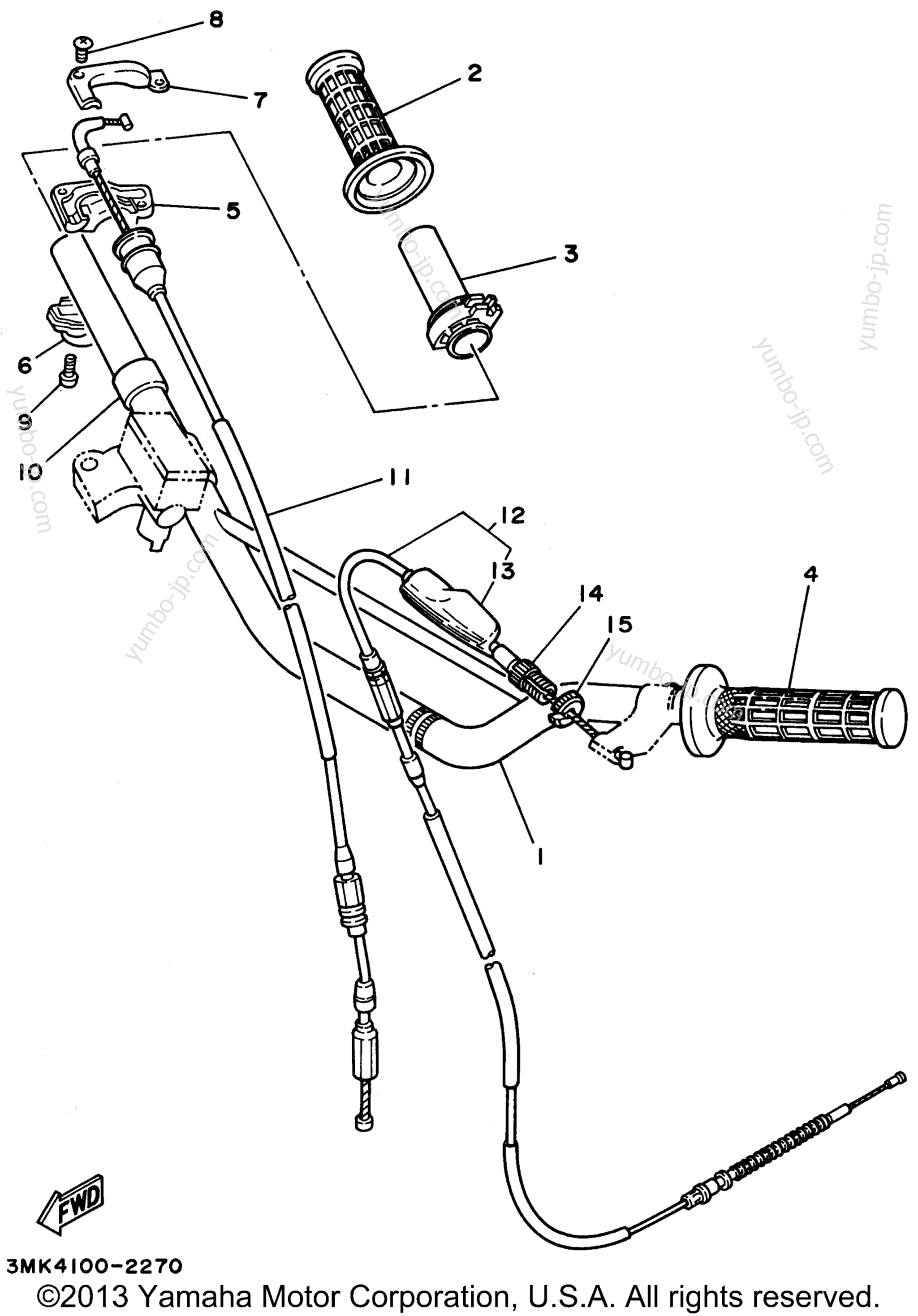 Steering Handle - Cable для мотоциклов YAMAHA YZ80H1 1996 г.