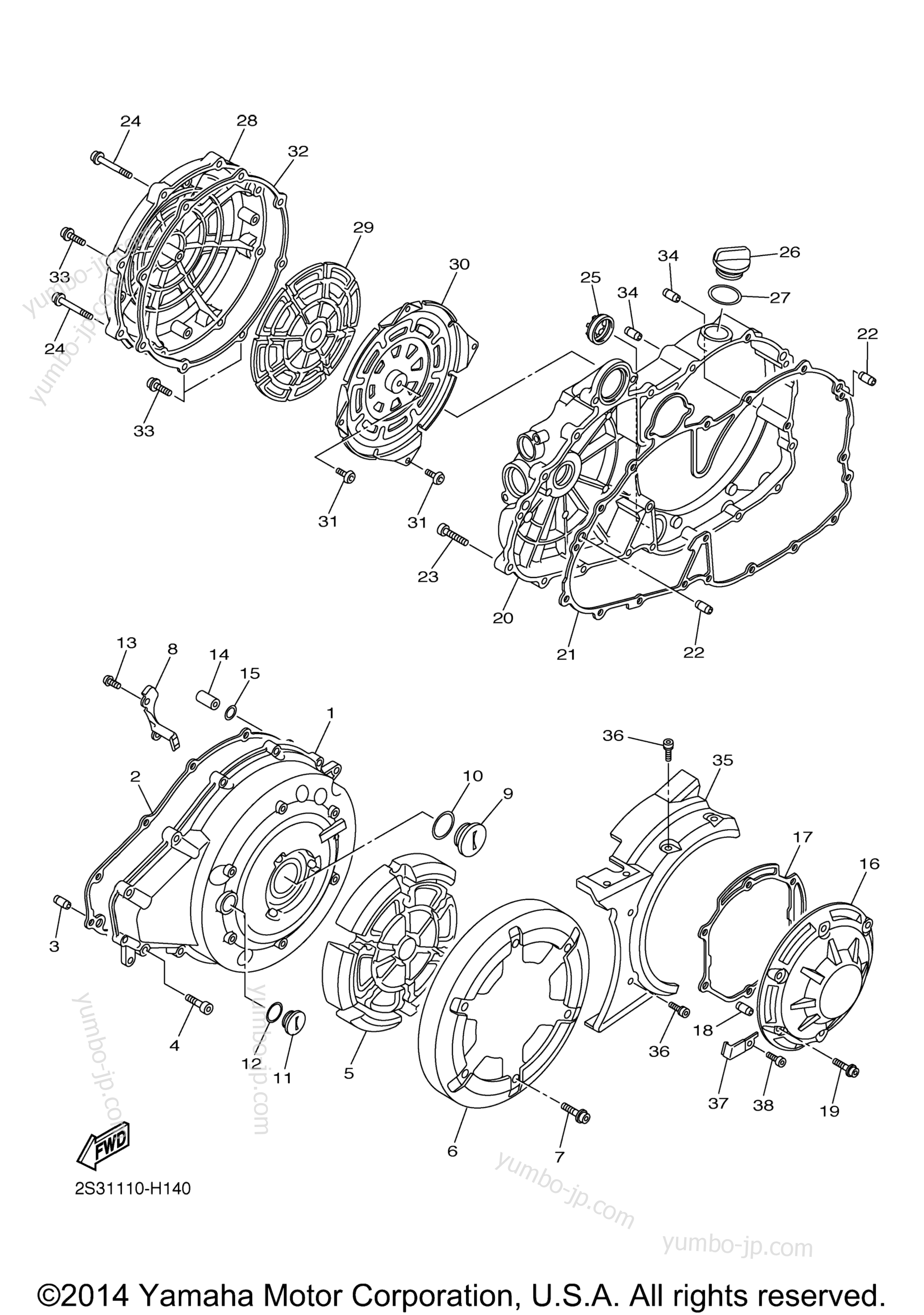 Crankcase Cover 1 для мотоциклов YAMAHA V MAX (VMX17BCB) CA 2012 г.