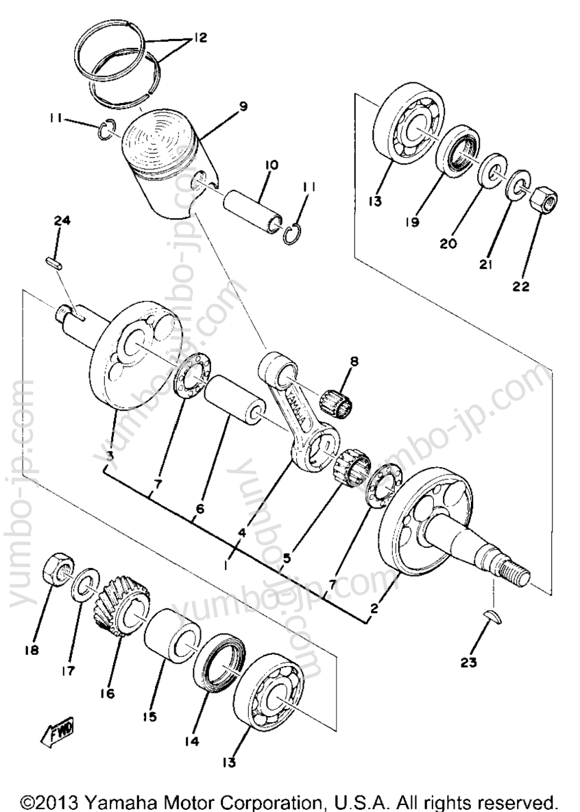 Crankshaft Piston Yz80d for motorcycles YAMAHA YZ80D 1977 year