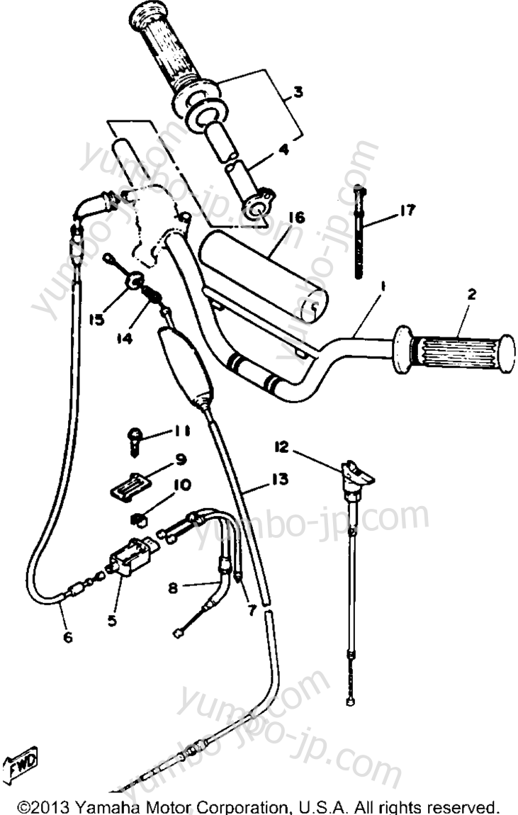 Hanlebar - Cable для мотоциклов YAMAHA Y-ZINGER (PW80B) 1991 г.