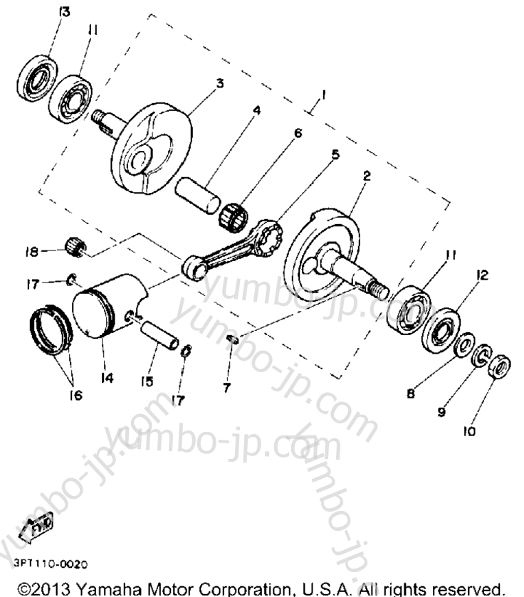 Crankshaft - Piston для мотоциклов YAMAHA Y-ZINGER (PW50A) 1990 г.