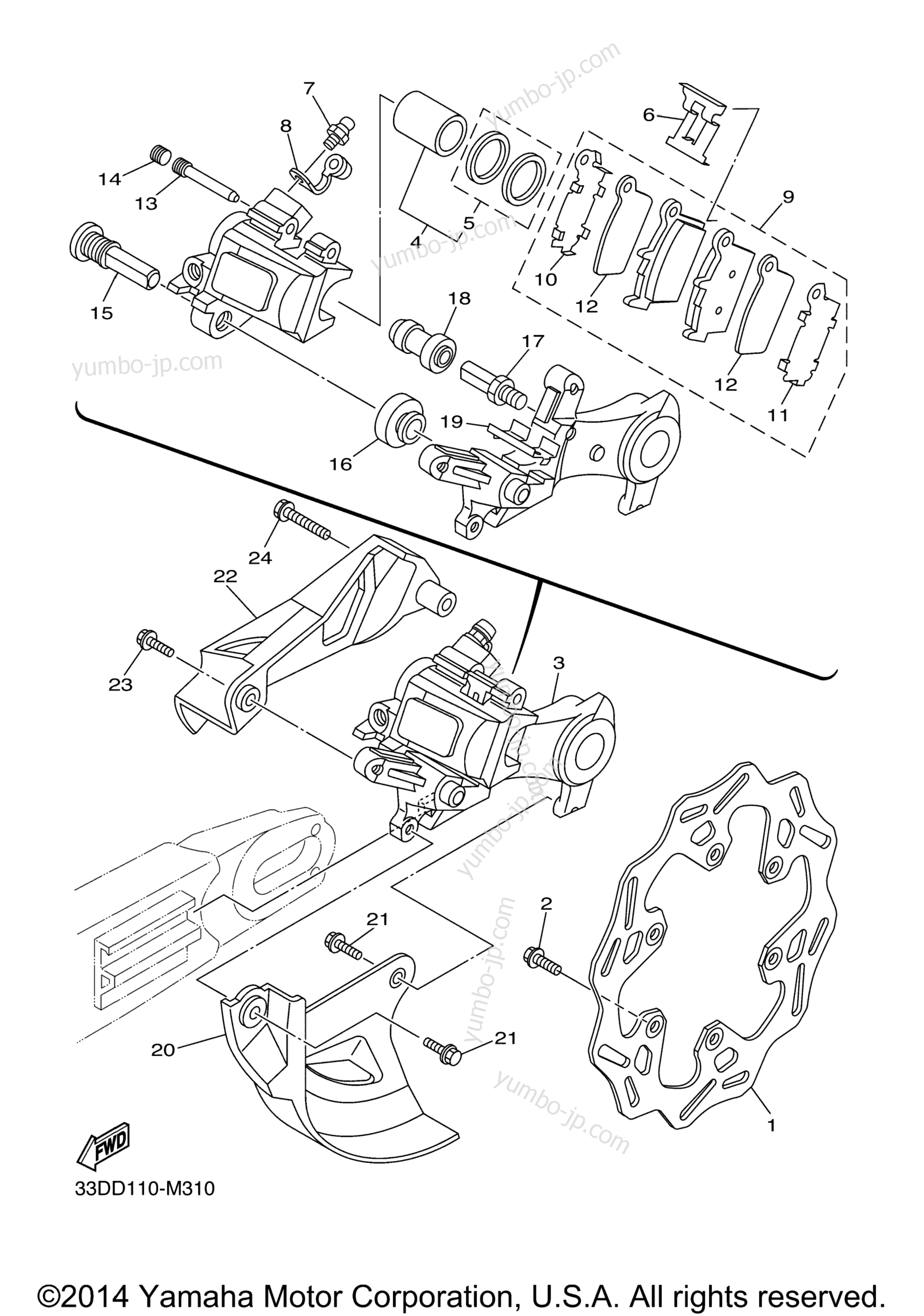 REAR BRAKE CALIPER для мотоциклов YAMAHA YZ250FX (YZ250FXF) 2015 г.