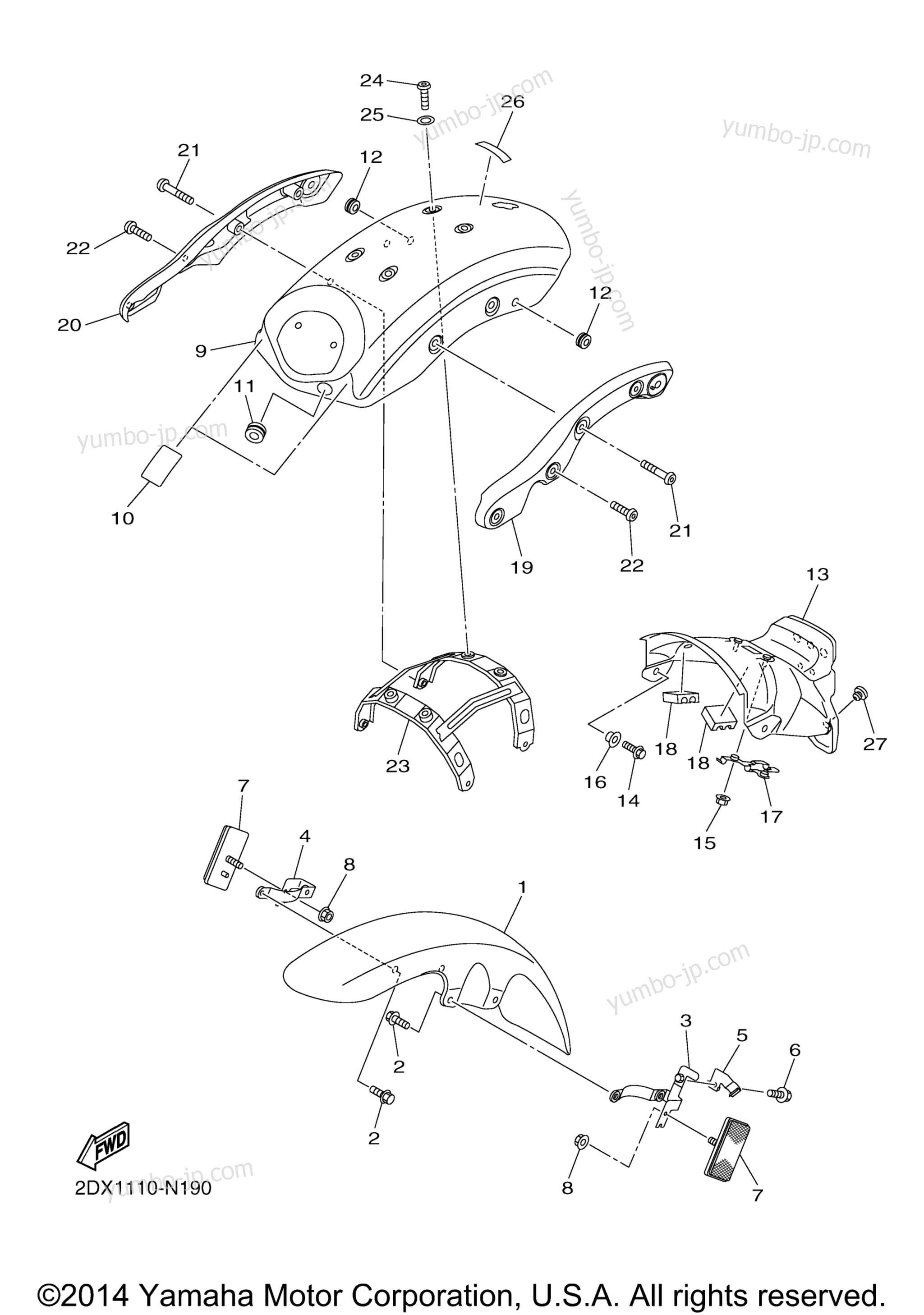 FENDER for motorcycles YAMAHA BOLT R-SPEC (XVS95CECGY) CA 2014 year