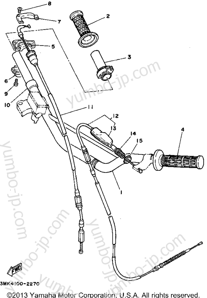 Steering Handle - Cable for motorcycles YAMAHA YZ80F1 1994 year