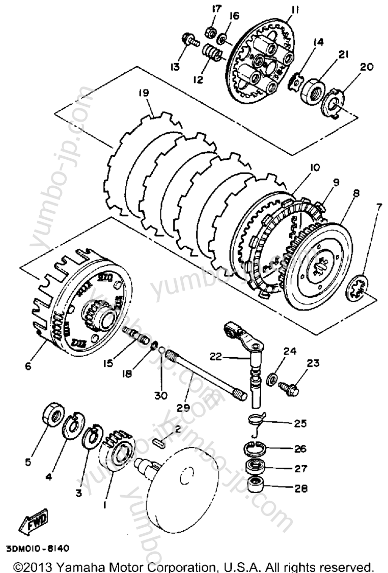 Устройство сцепления для мотоциклов YAMAHA ROUTE 66 (XV250WC) CA 1989 г.