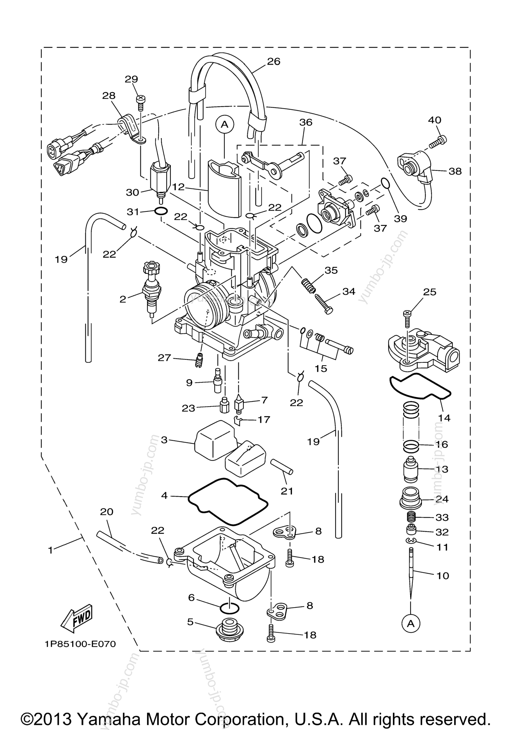 CARBURETOR for motorcycles YAMAHA YZ250 (YZ250W1) 2007 year