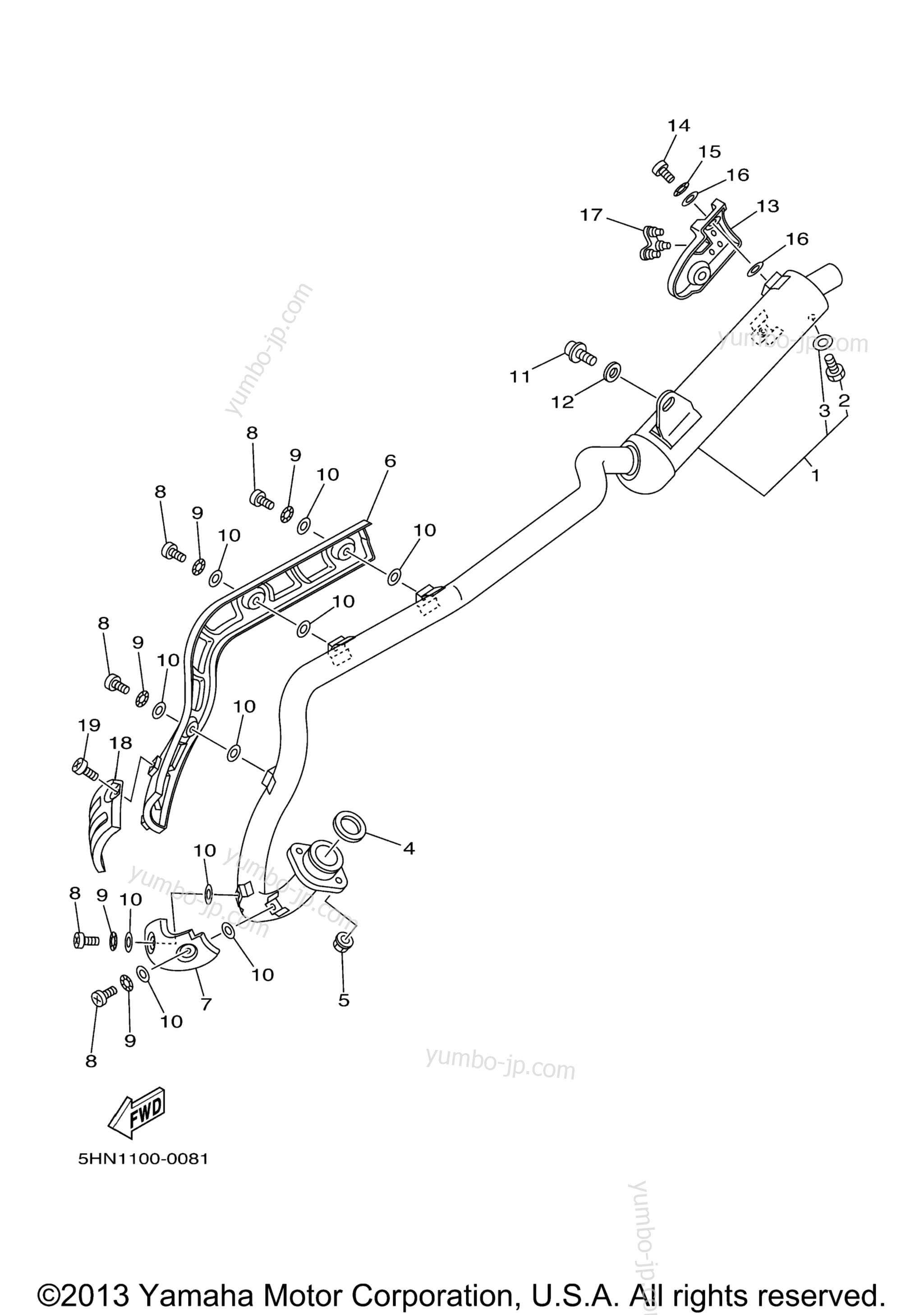 Exhaust для мотоциклов YAMAHA TTR90E (TTR90ES) 2004 г.