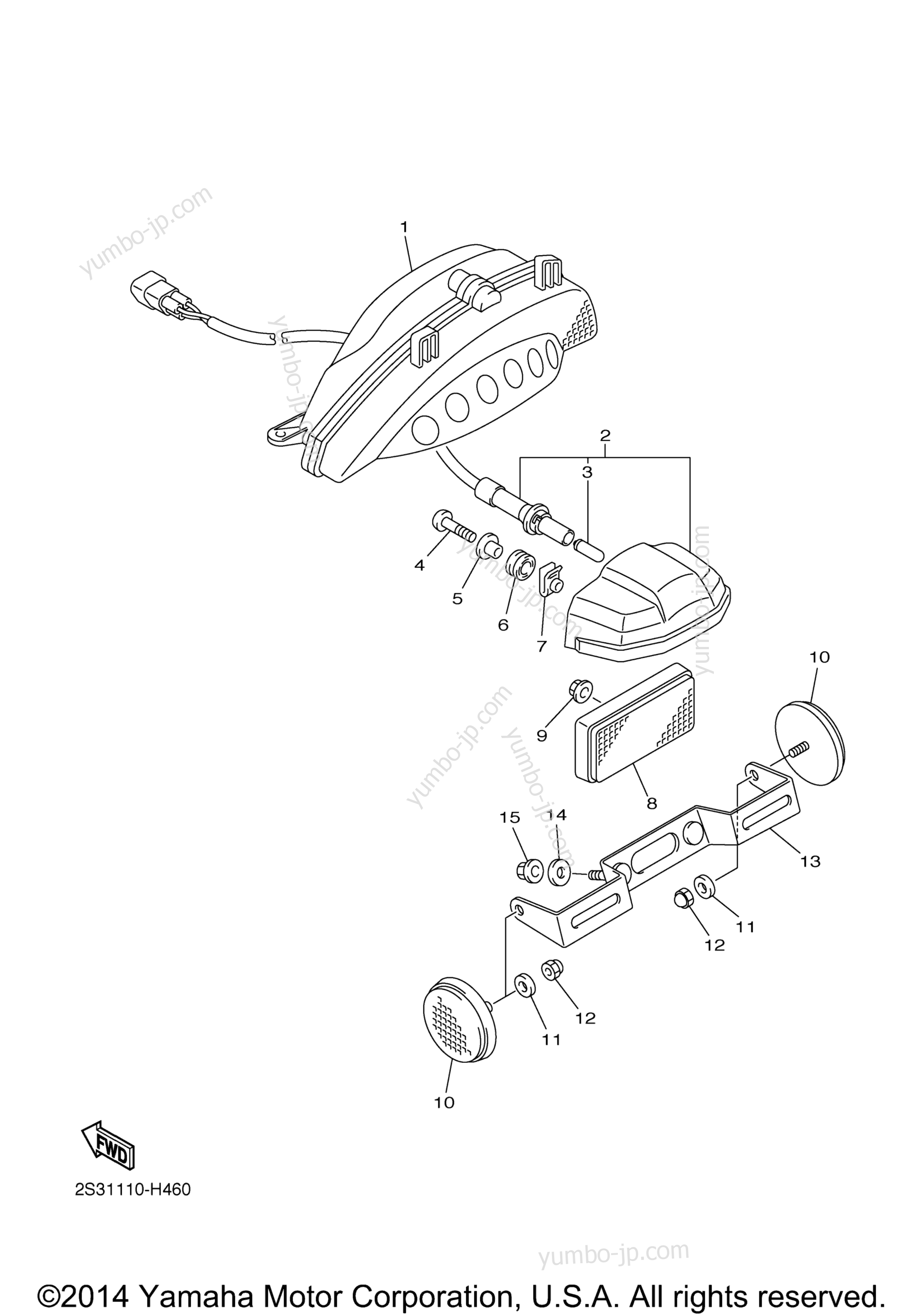 TAILLIGHT для мотоциклов YAMAHA V MAX (VMX17YCB) CA 2009 г.