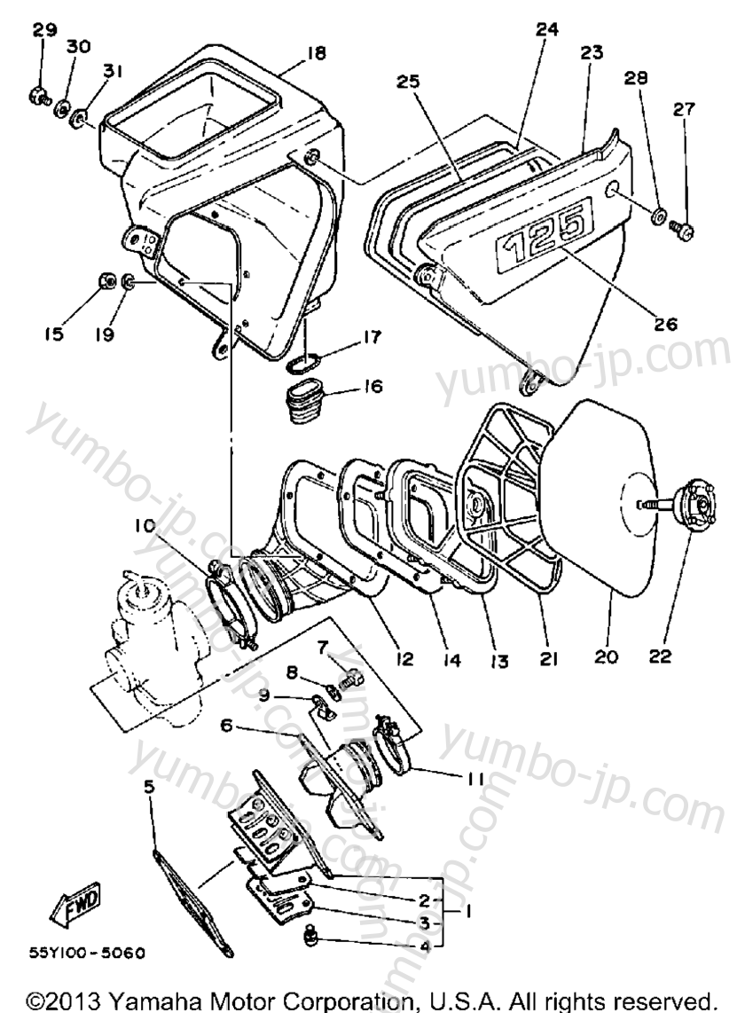 Intake для мотоциклов YAMAHA YZ125 (YZ125N) 1985 г.