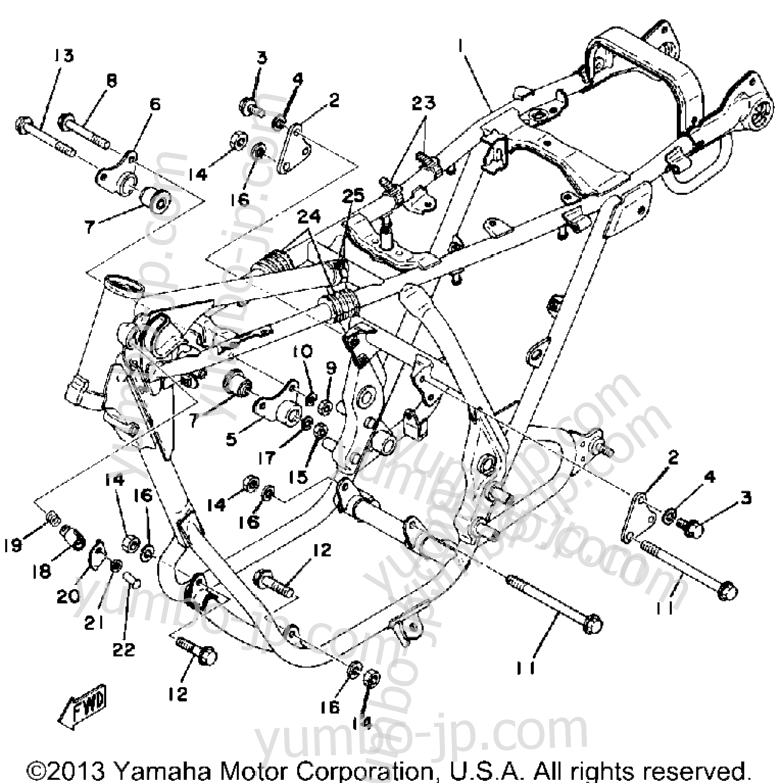 FRAME for motorcycles YAMAHA XS360_2D 1977 year