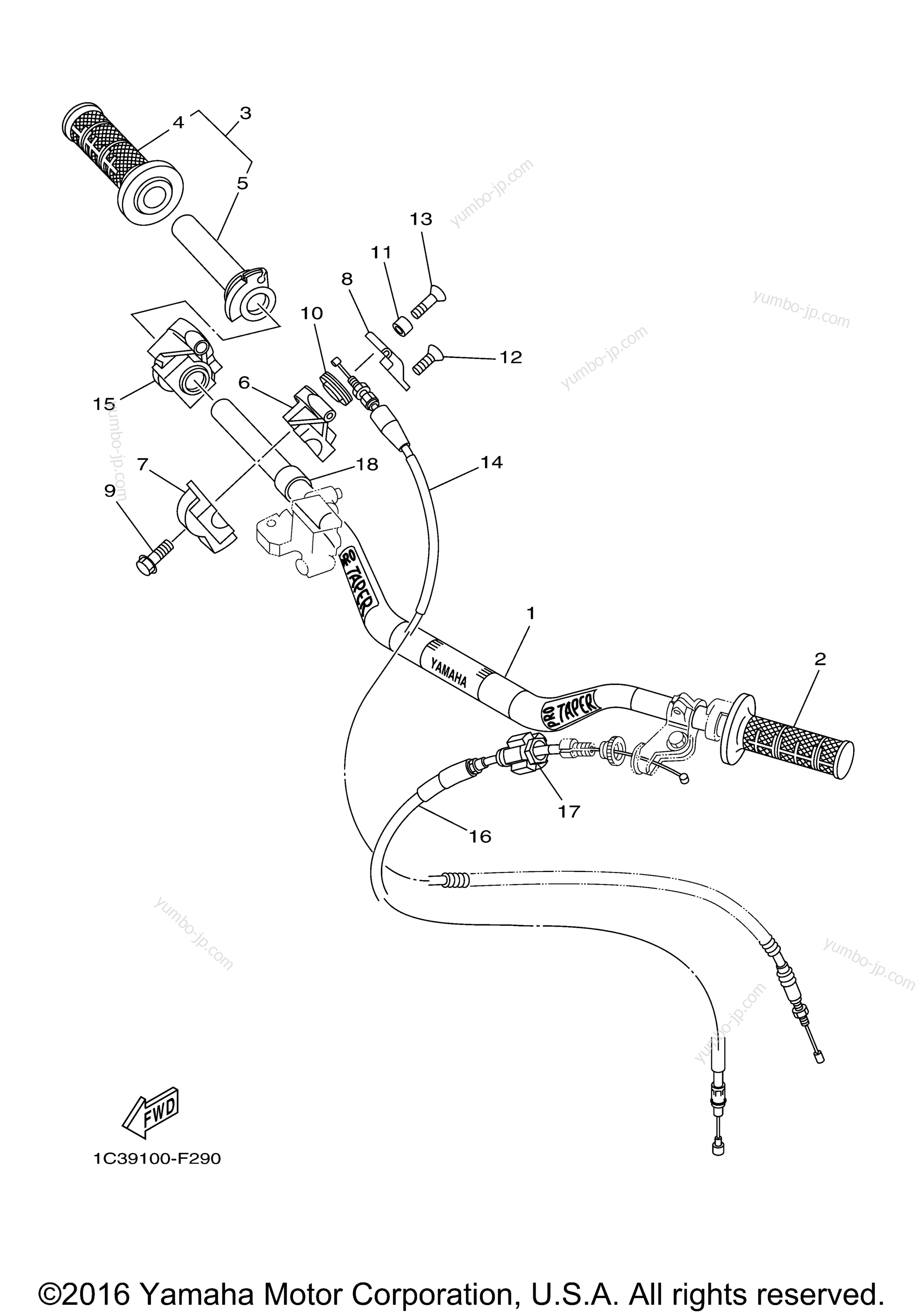 Steering Handle Cable для мотоциклов YAMAHA YZ125 (YZ125B1) 2012 г.