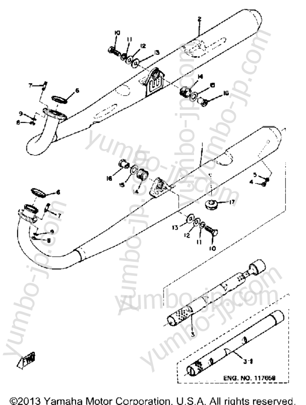 Exhaust for motorcycles YAMAHA DS7 1972 year