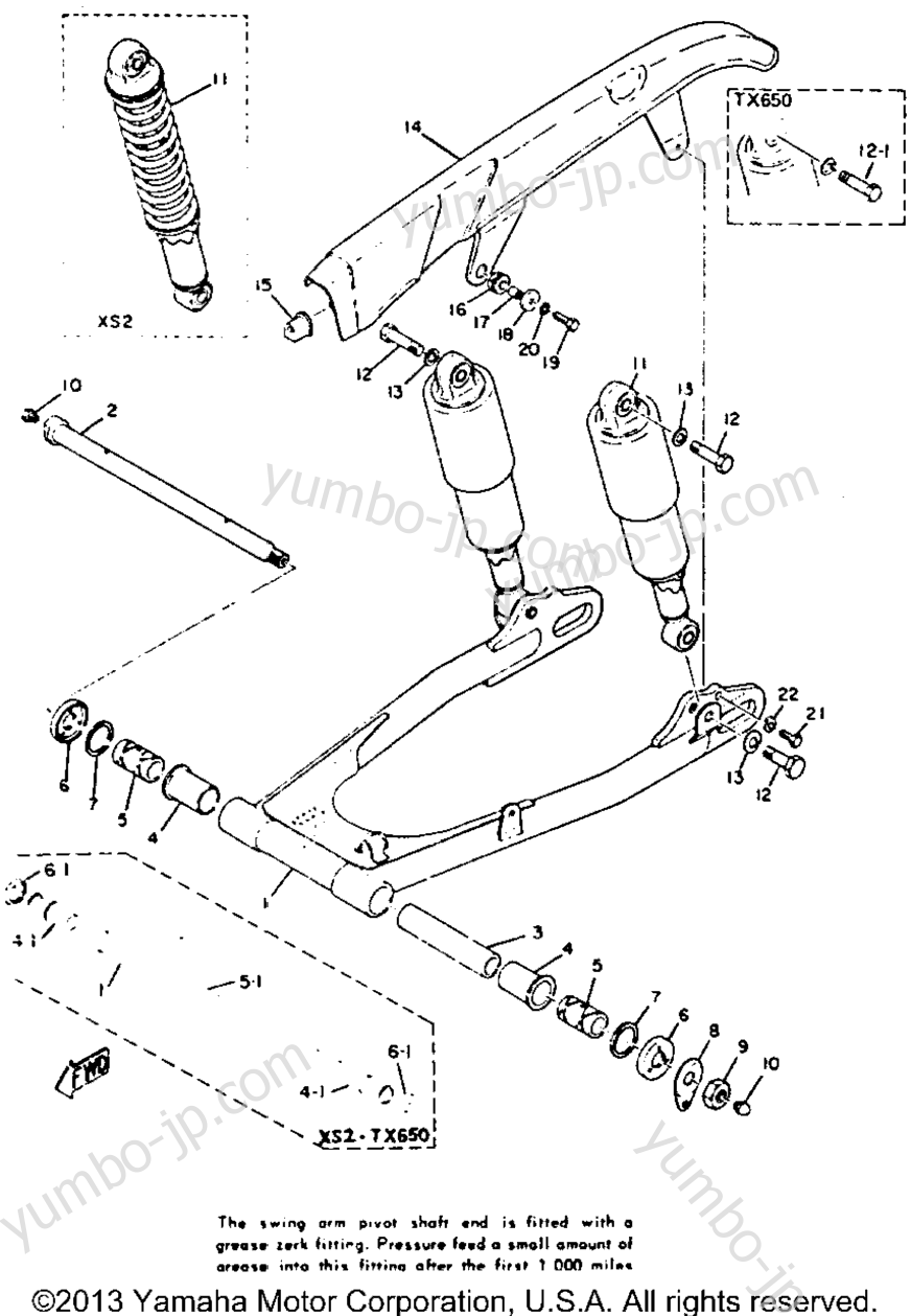 Rear Arm - Rear Cushion - Chain Case for motorcycles YAMAHA XS2 1972 year