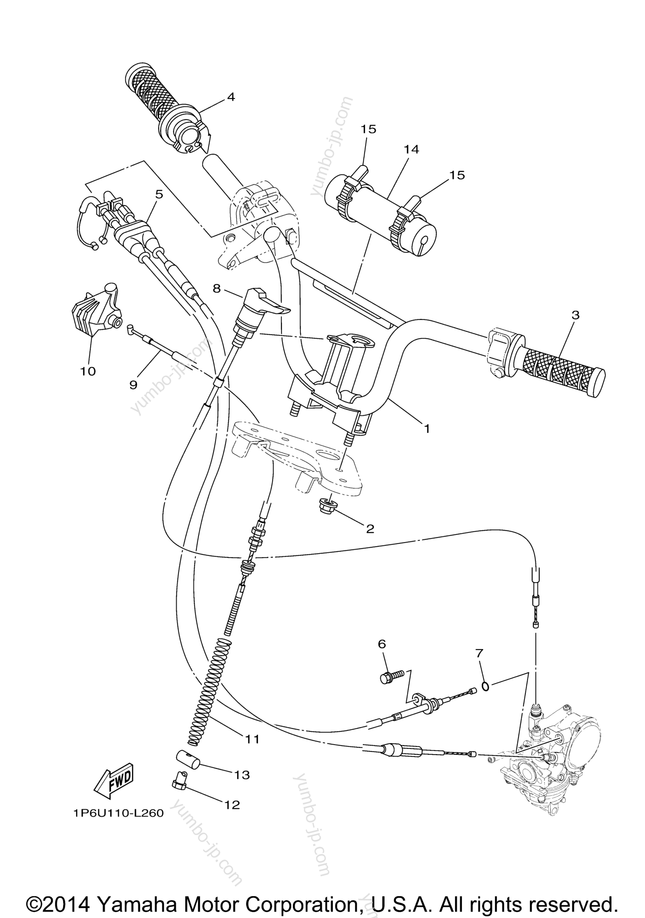 Steering Handle Cable для мотоциклов YAMAHA TTR50E (TTR50EF) 2015 г.