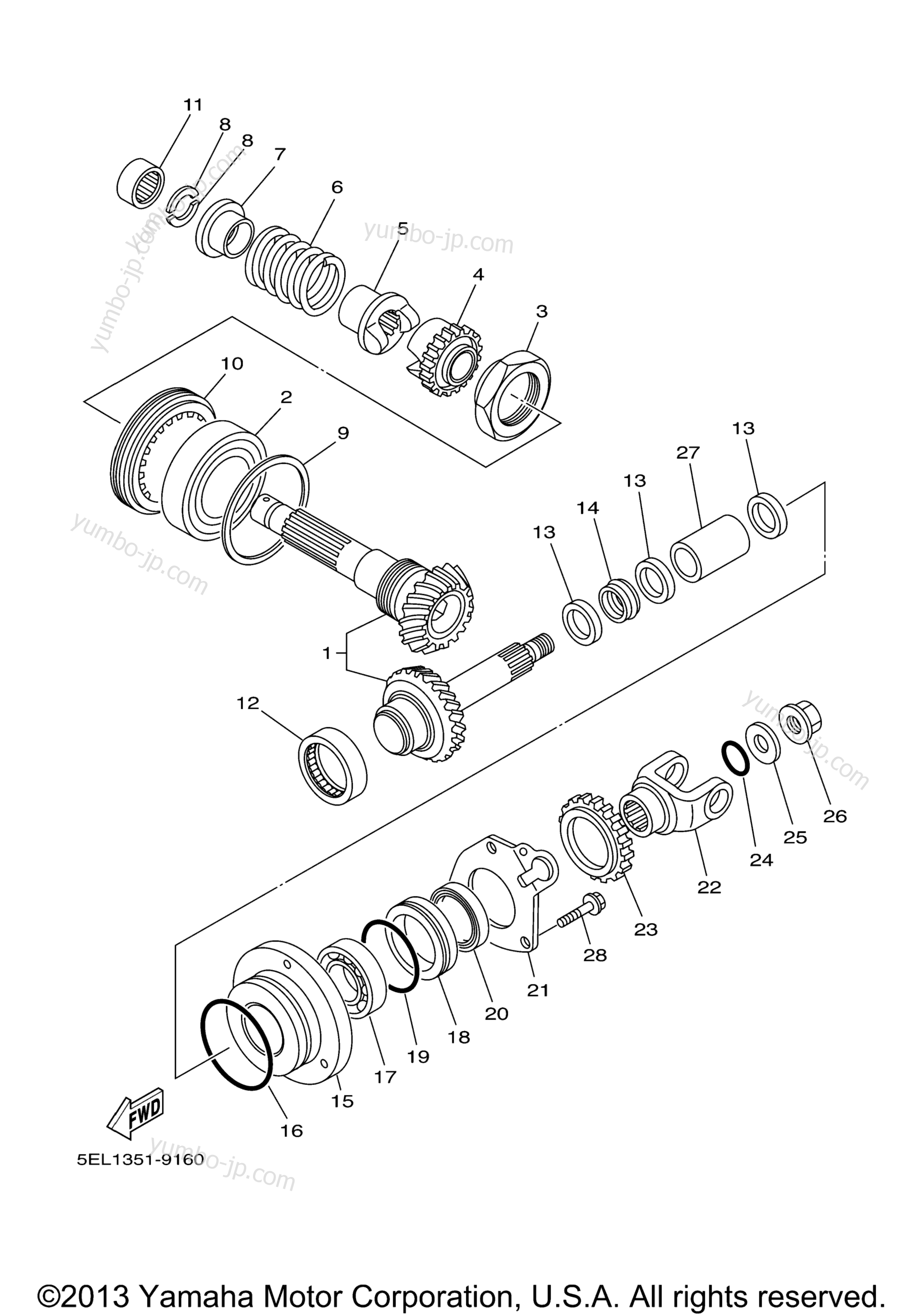 Middle Drive Gear for motorcycles YAMAHA V-STAR 1100 CLASSIC (XVS1100ARC) CA 2003 year