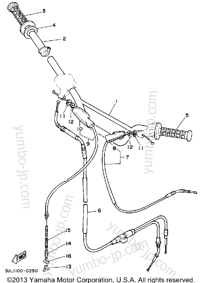 Handlebar-Cable для мотоциклов YAMAHA RT100E 1993 г.
