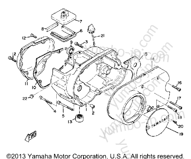CRANKCASE COVER for motorcycles YAMAHA YG5T 1968 year