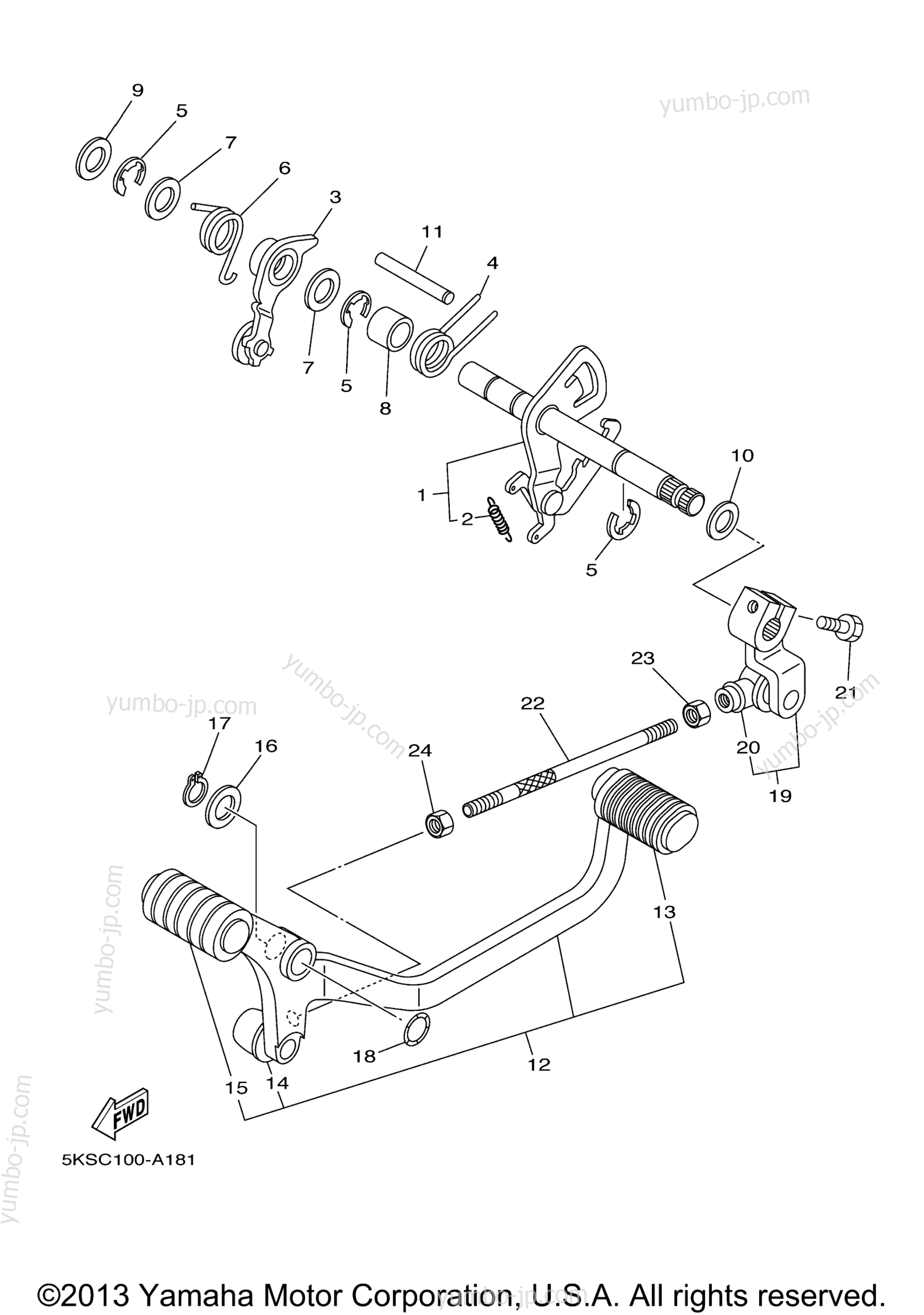 SHIFT SHAFT for motorcycles YAMAHA V STAR 1100 SILVERADO (XVS11ATSC) CA 2004 year