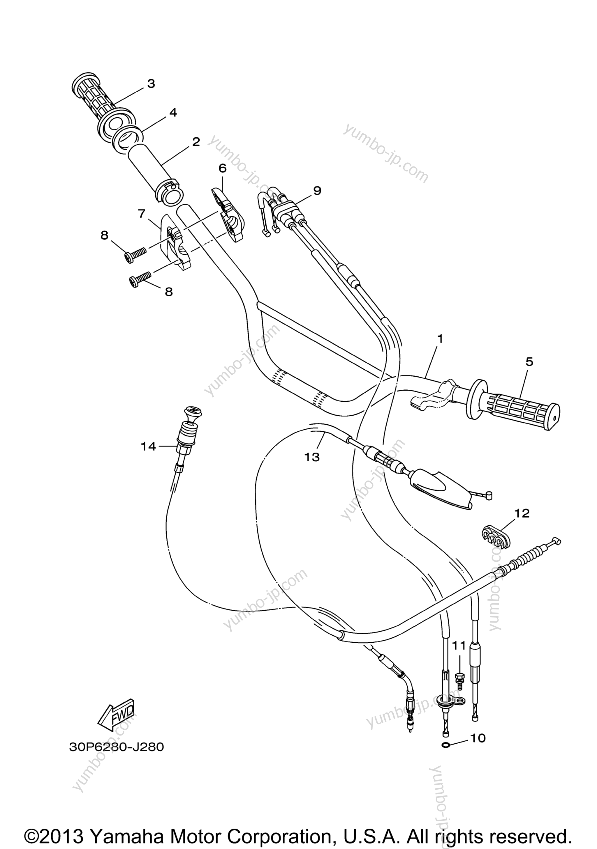 Steering Handle Cable для мотоциклов YAMAHA TTR125LE (TTR125LEA) 2011 г.