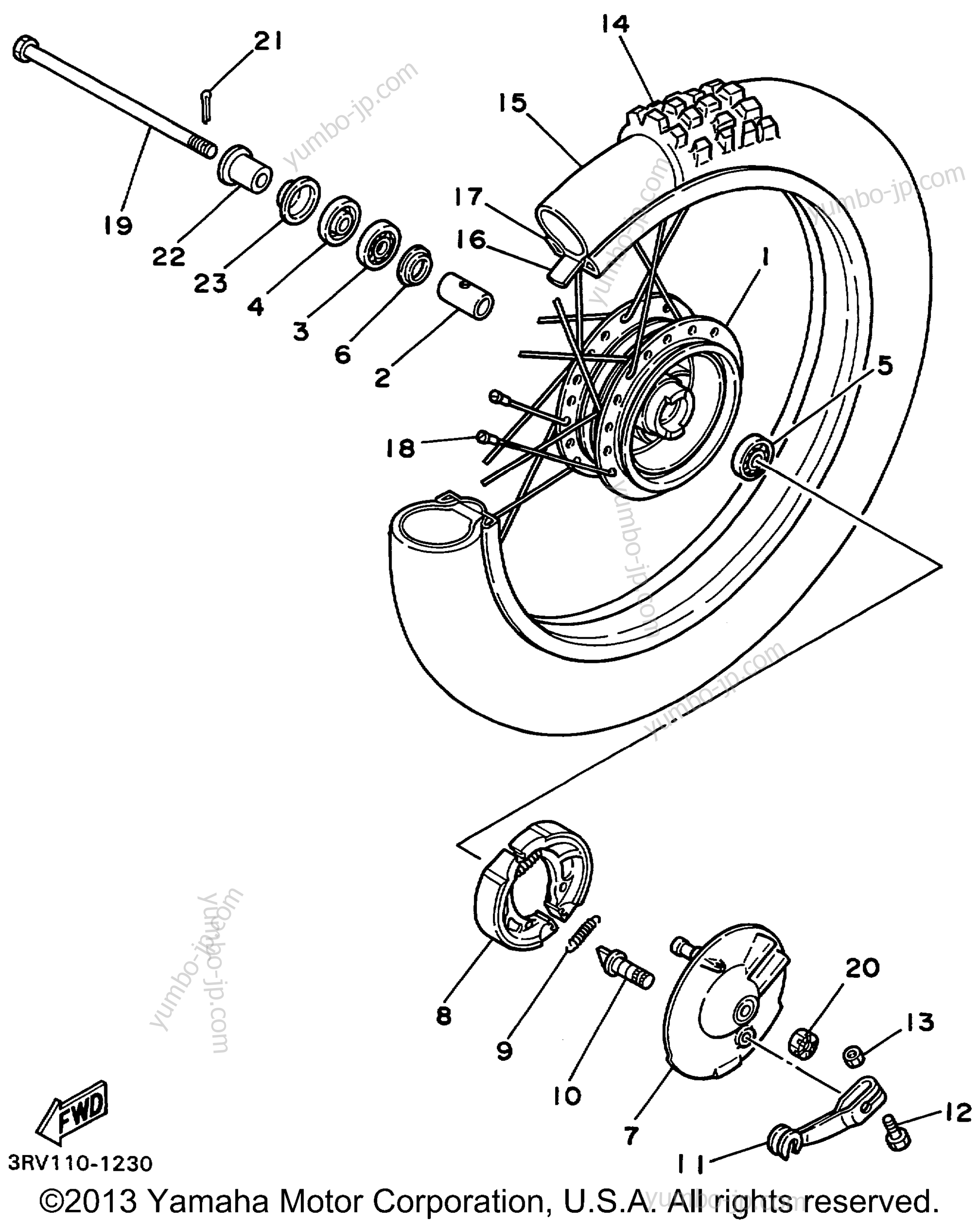 FRONT WHEEL for motorcycles YAMAHA PW80 (PW80L1) 1999 year