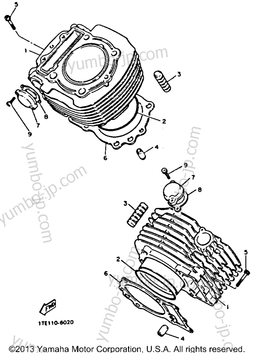 CYLINDER for motorcycles YAMAHA VIRAGO 1100 (XV1100DC) CA 1992 year