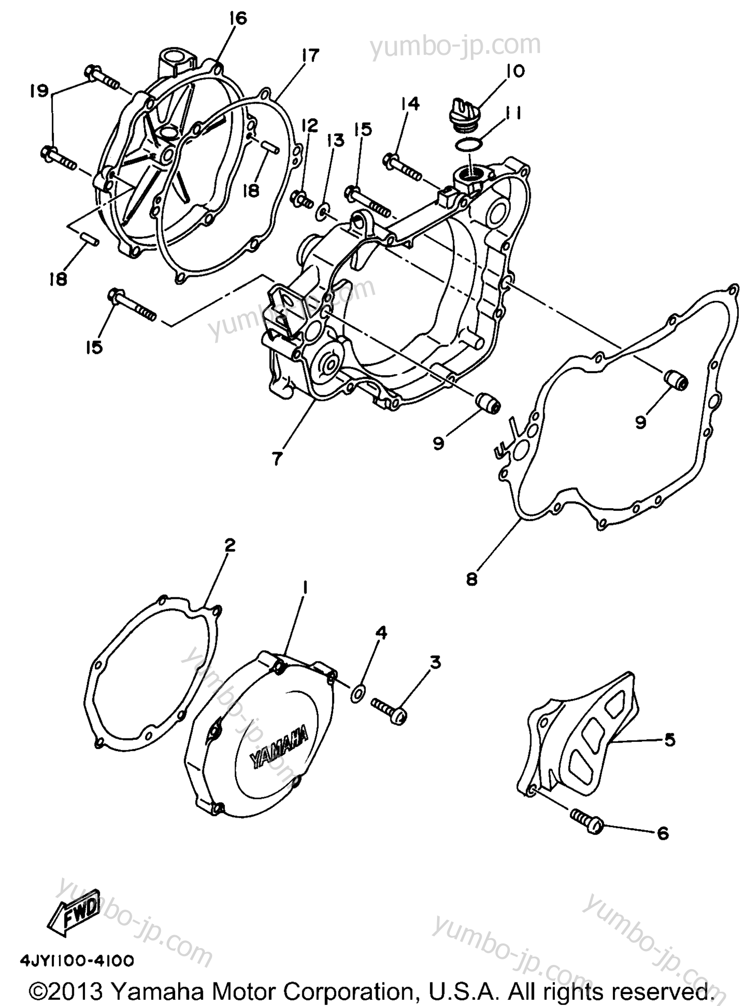 Crankcase Cover 1 для мотоциклов YAMAHA YZ125 (YZ125K1) 1998 г.