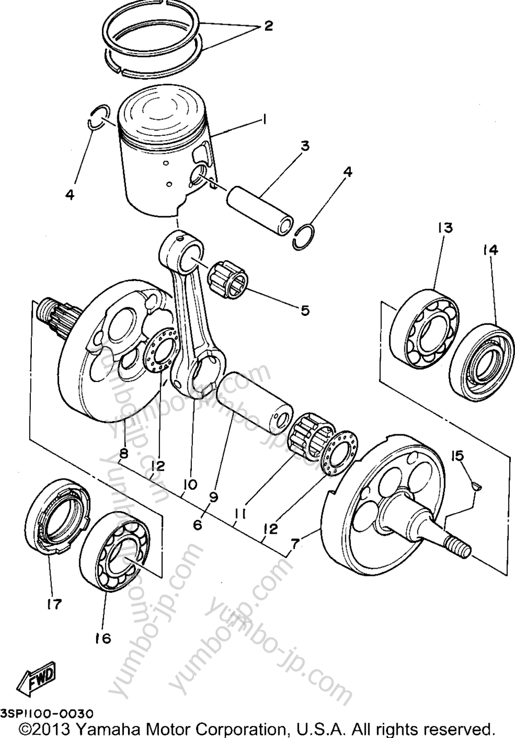 Crankshaft - Piston for motorcycles YAMAHA WR250ZG 1995 year