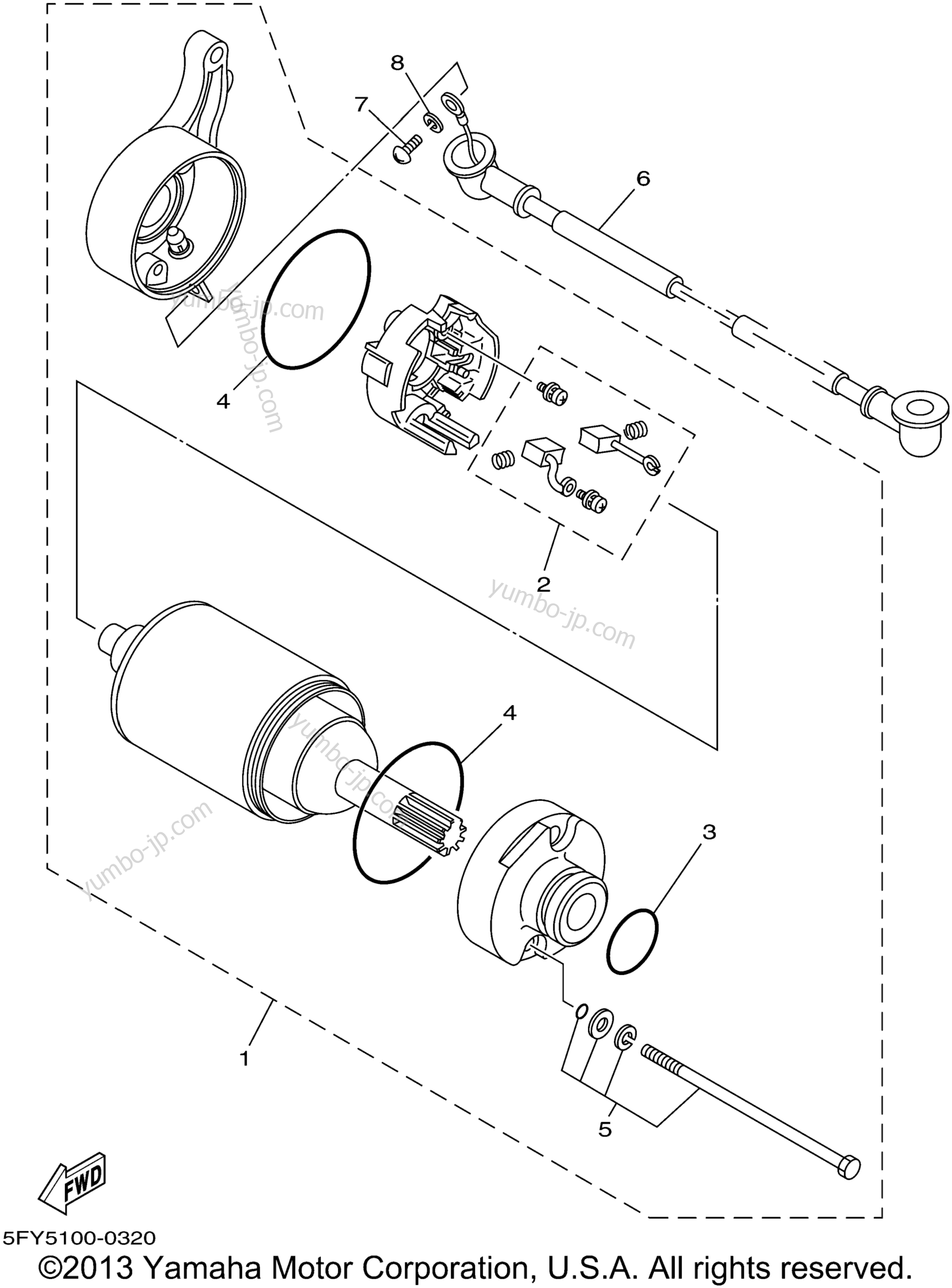 STARTING MOTOR для мотоциклов YAMAHA TW200 (TW200NC) CA 2001 г.