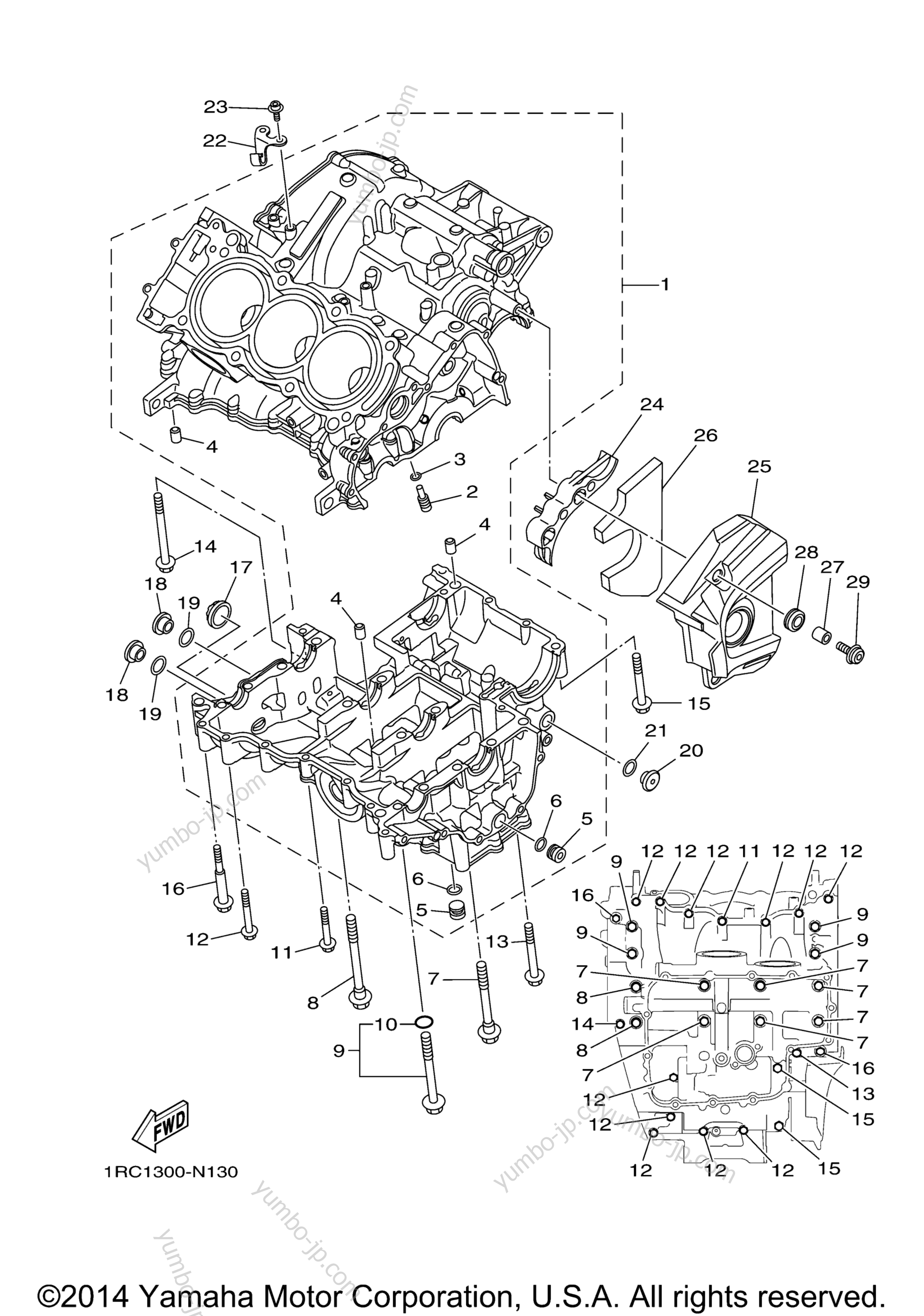 CRANKCASE for motorcycles YAMAHA FZ09 (FZ09FGY) 2015 year