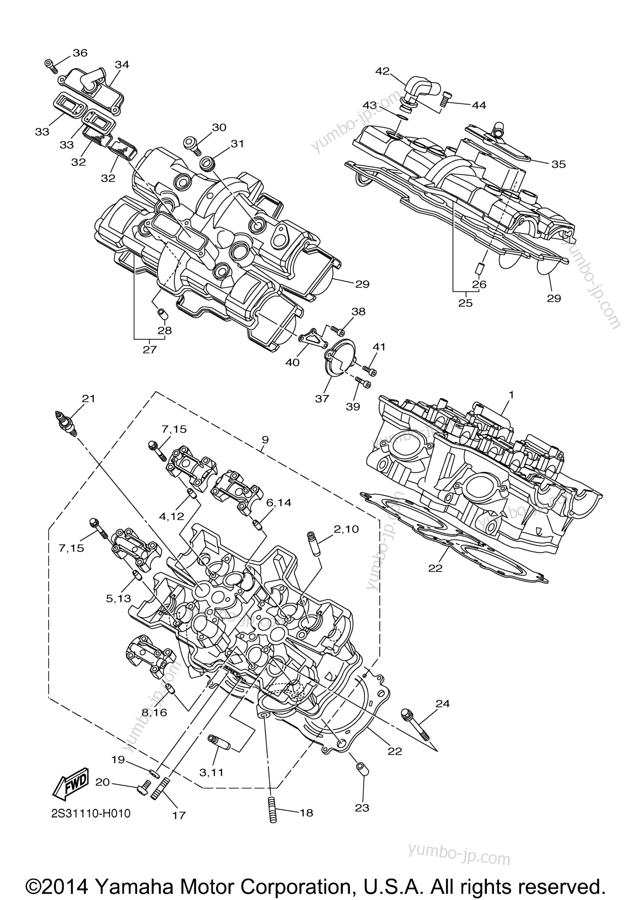 CYLINDER HEAD for motorcycles YAMAHA VMAX (VMX17AG) 2011 year