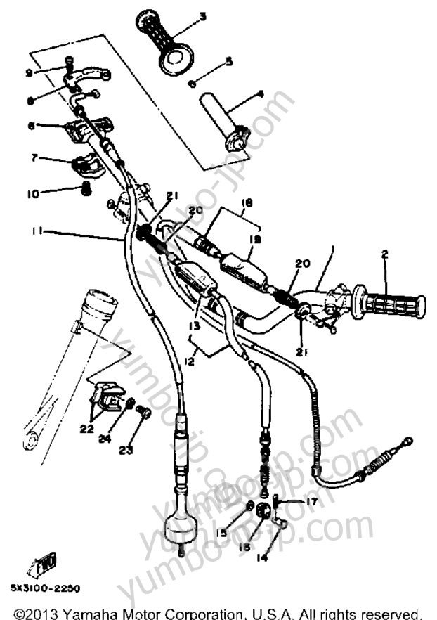 Handlebar-Cable для мотоциклов YAMAHA YZ100K 1983 г.