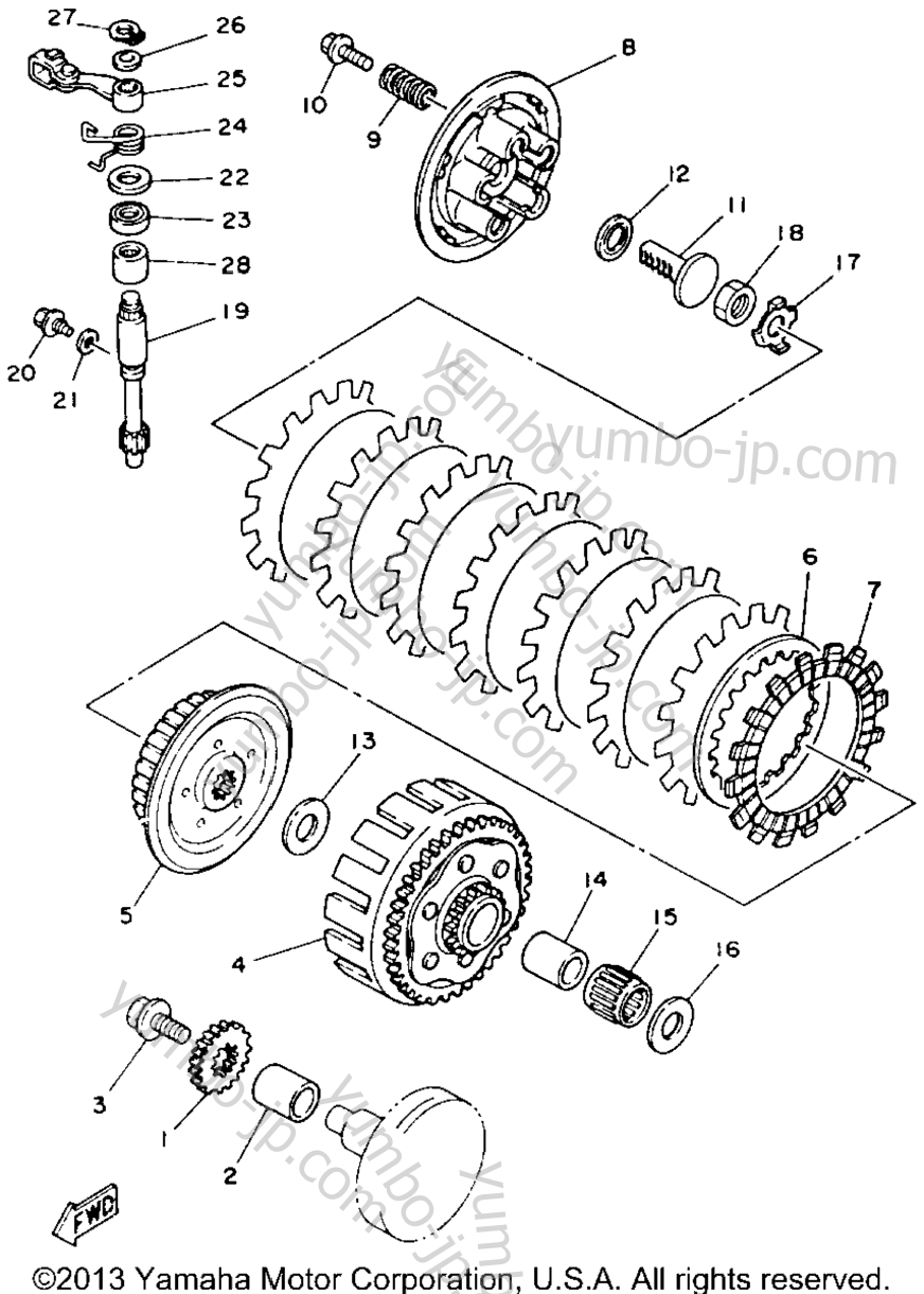 Устройство сцепления для мотоциклов YAMAHA YZ125E 1993 г.