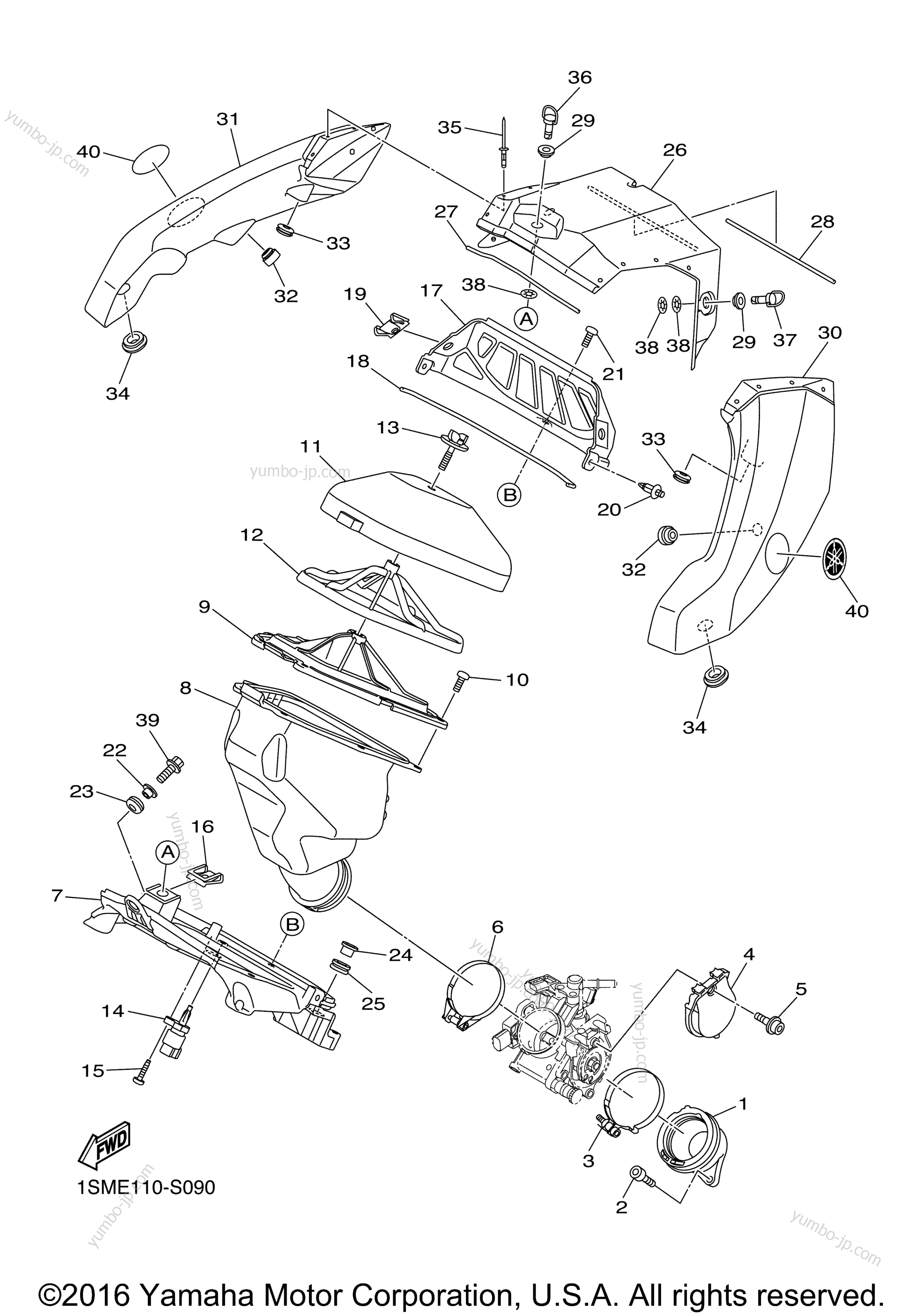 Intake for motorcycles YAMAHA YZ250F (YZ250FHW) 2017 year