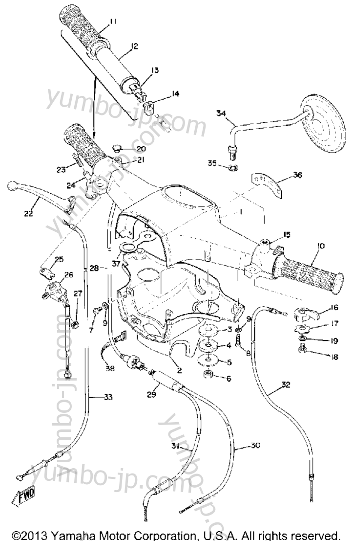 Handle Wire для мотоциклов YAMAHA U7E 1972 г.