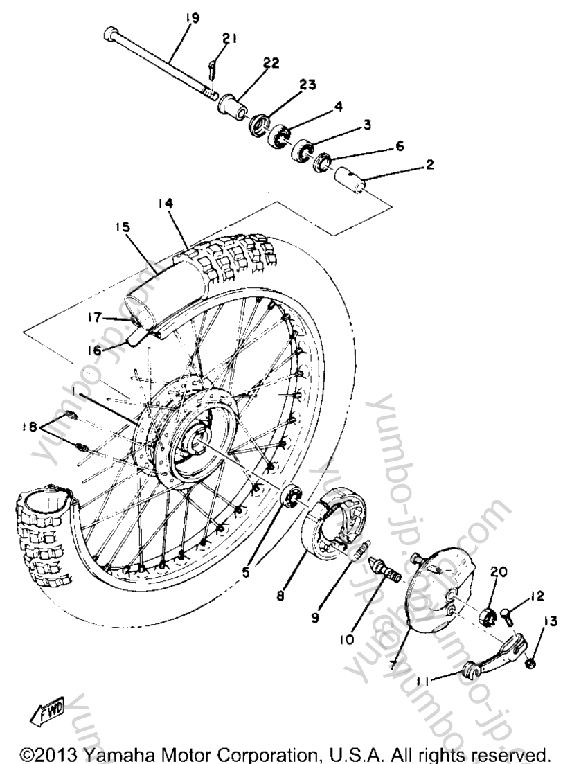 FRONT WHEEL for motorcycles YAMAHA YZ50G 1980 year