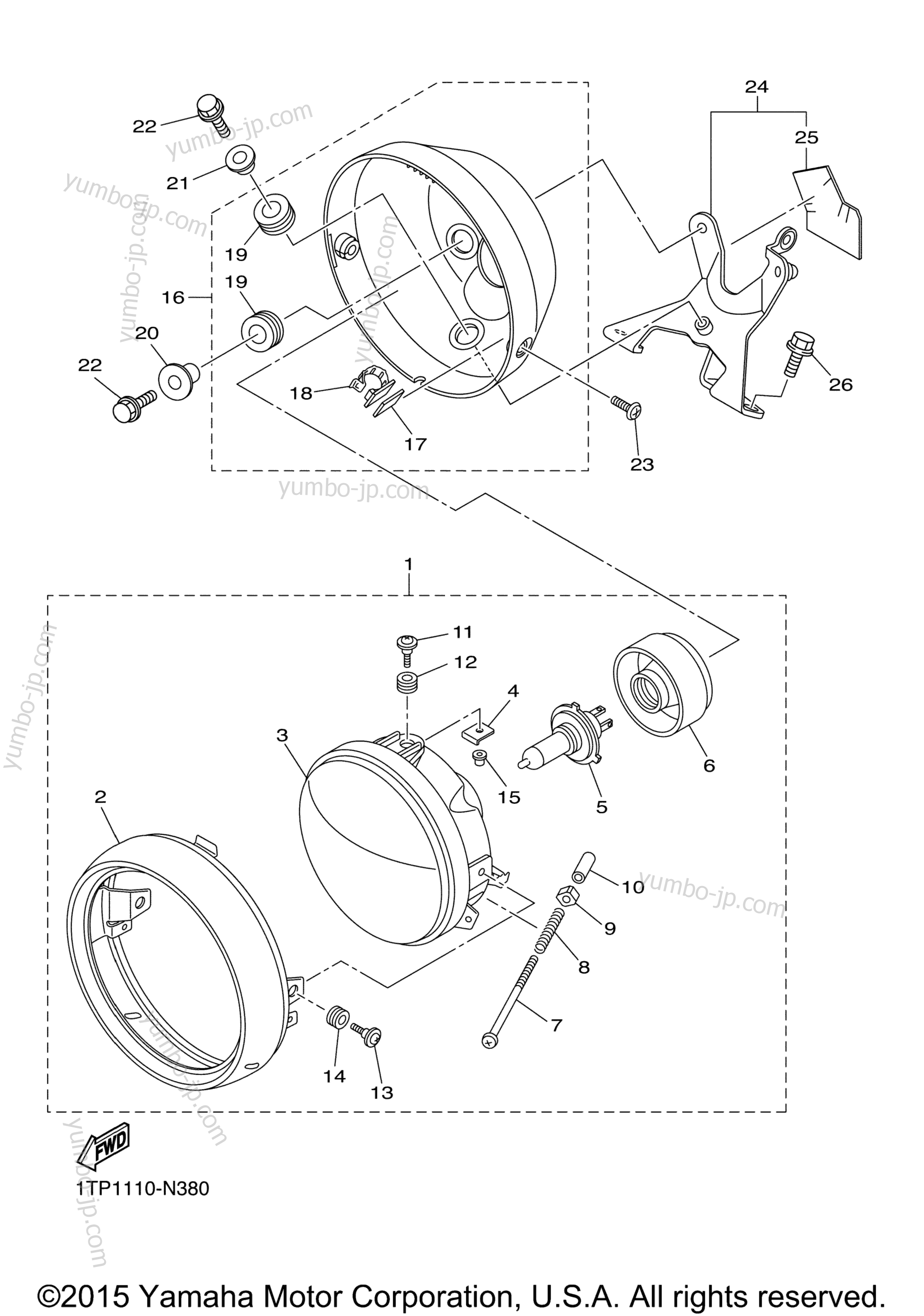 HEADLIGHT for motorcycles YAMAHA BOLT R SPEC (XVS95CGCY) CA 2016 year