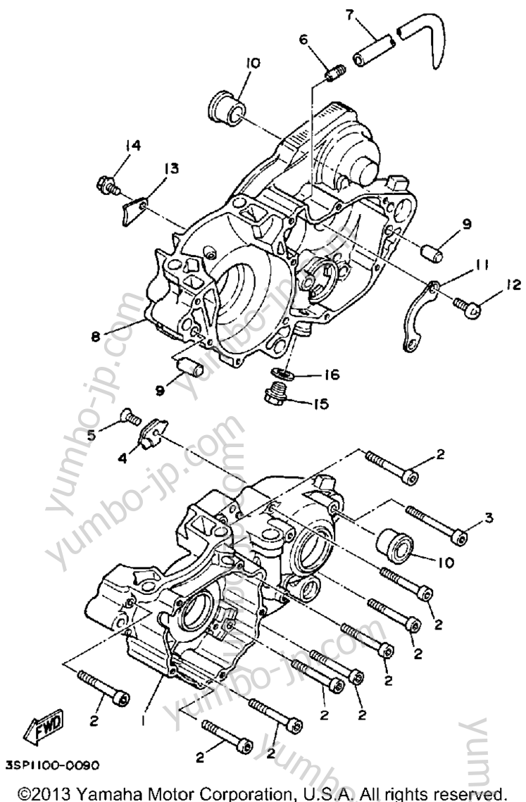 CRANKCASE for motorcycles YAMAHA WR250ZB 1991 year