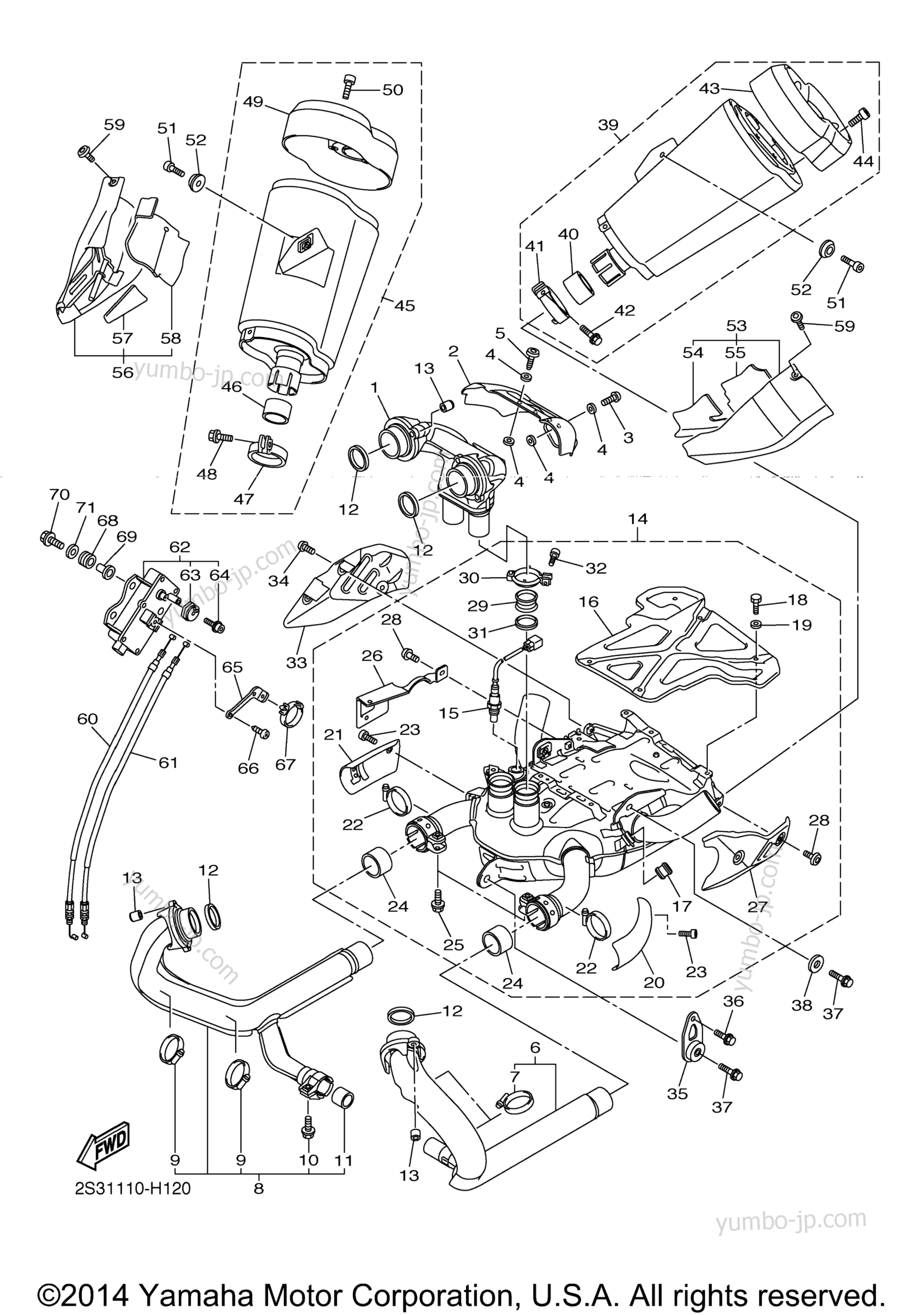 Exhaust для мотоциклов YAMAHA V MAX (VMX17YCB) CA 2009 г.