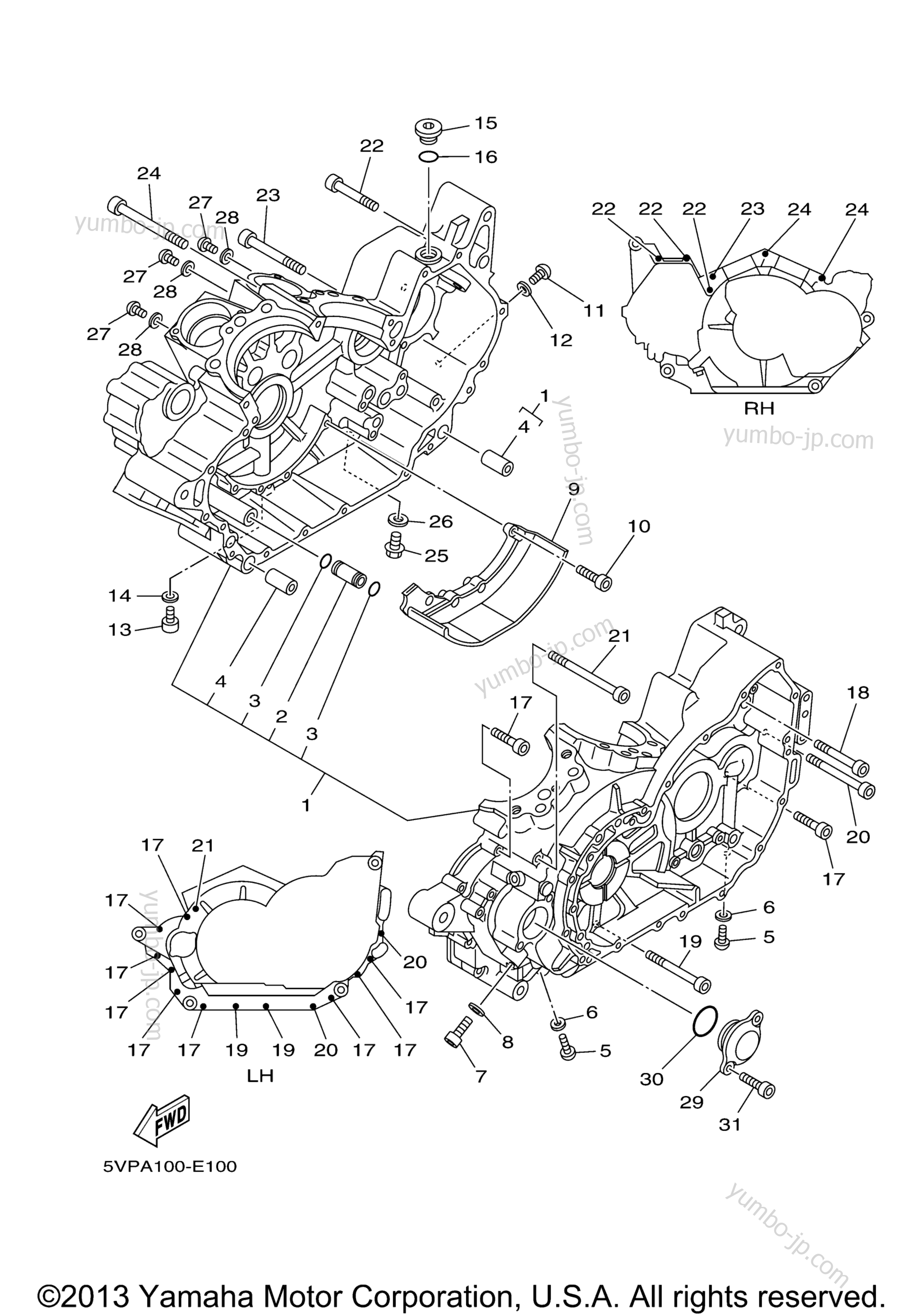 CRANKCASE for motorcycles YAMAHA ROAD STAR SILVERADO (XV17ATV) 2006 year