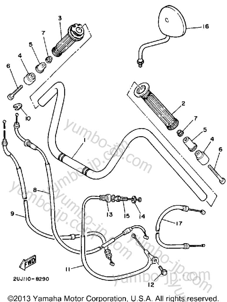 Handlebar Cable для мотоциклов YAMAHA ROUTE 66 (XV250UC) CA 1988 г.