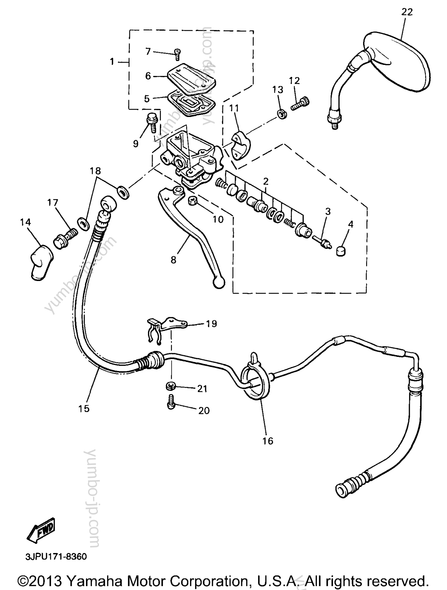 Front Master Cylinder 2 for motorcycles YAMAHA V-MAX 1200 (VMX12KC) CA 1998 year