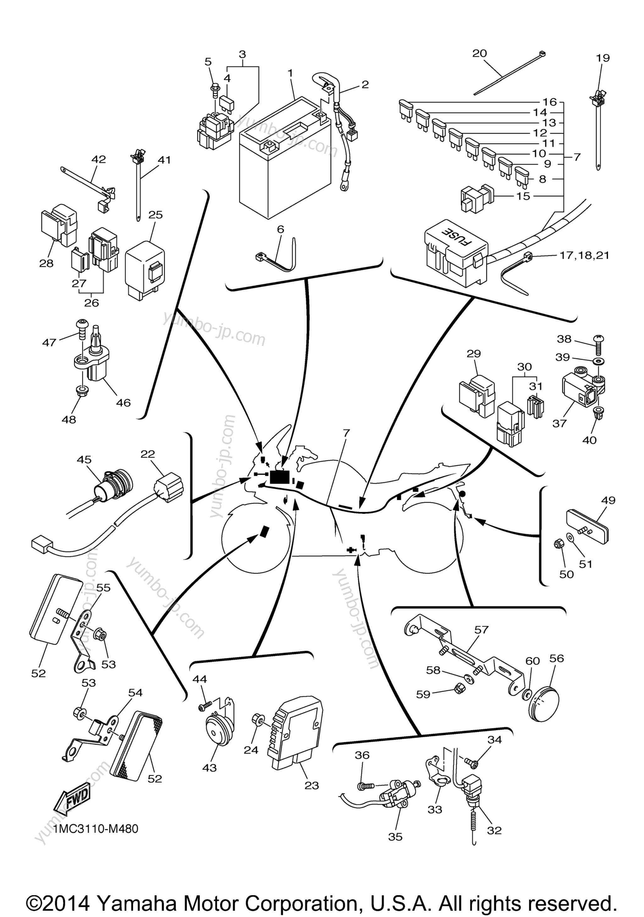 Electrical 2 for motorcycles YAMAHA FJR 1300A (FJR13ADG) 2013 year