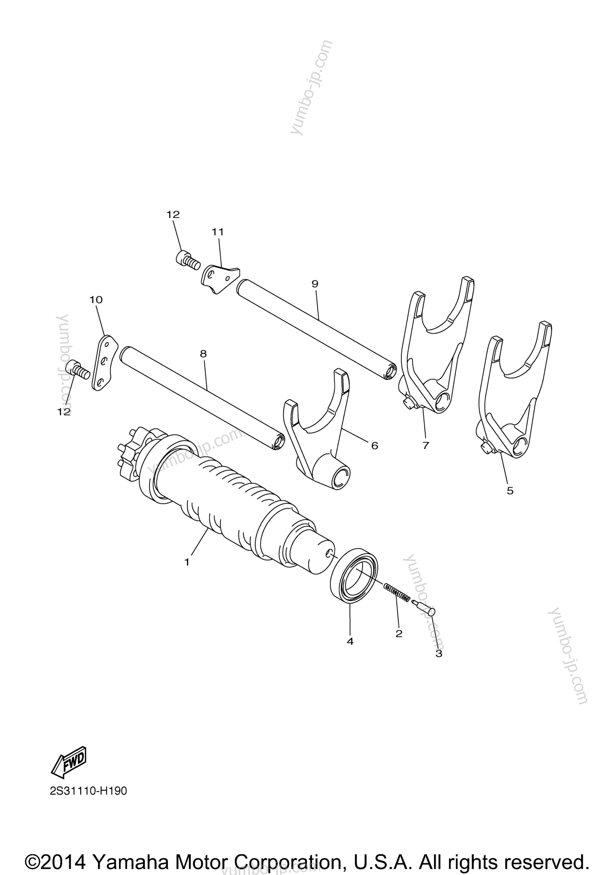 Shift Cam Fork для мотоциклов YAMAHA V MAX (VMX17YCB) CA 2009 г.