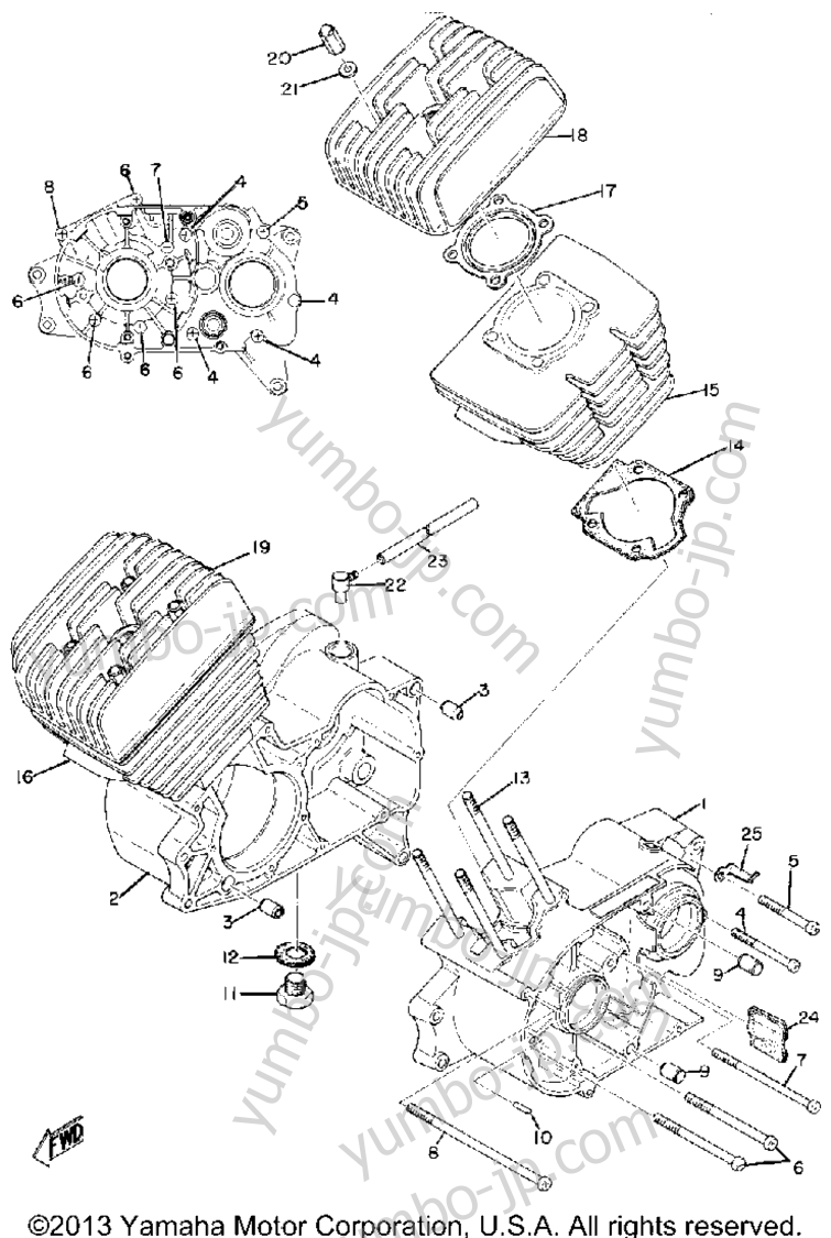 Cylinder - Crankcase для мотоциклов YAMAHA CS5 1972 г.