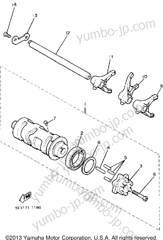 Shift Cam Fork для мотоциклов YAMAHA VIRAGO 1100 (XV1100U) 1988 г.