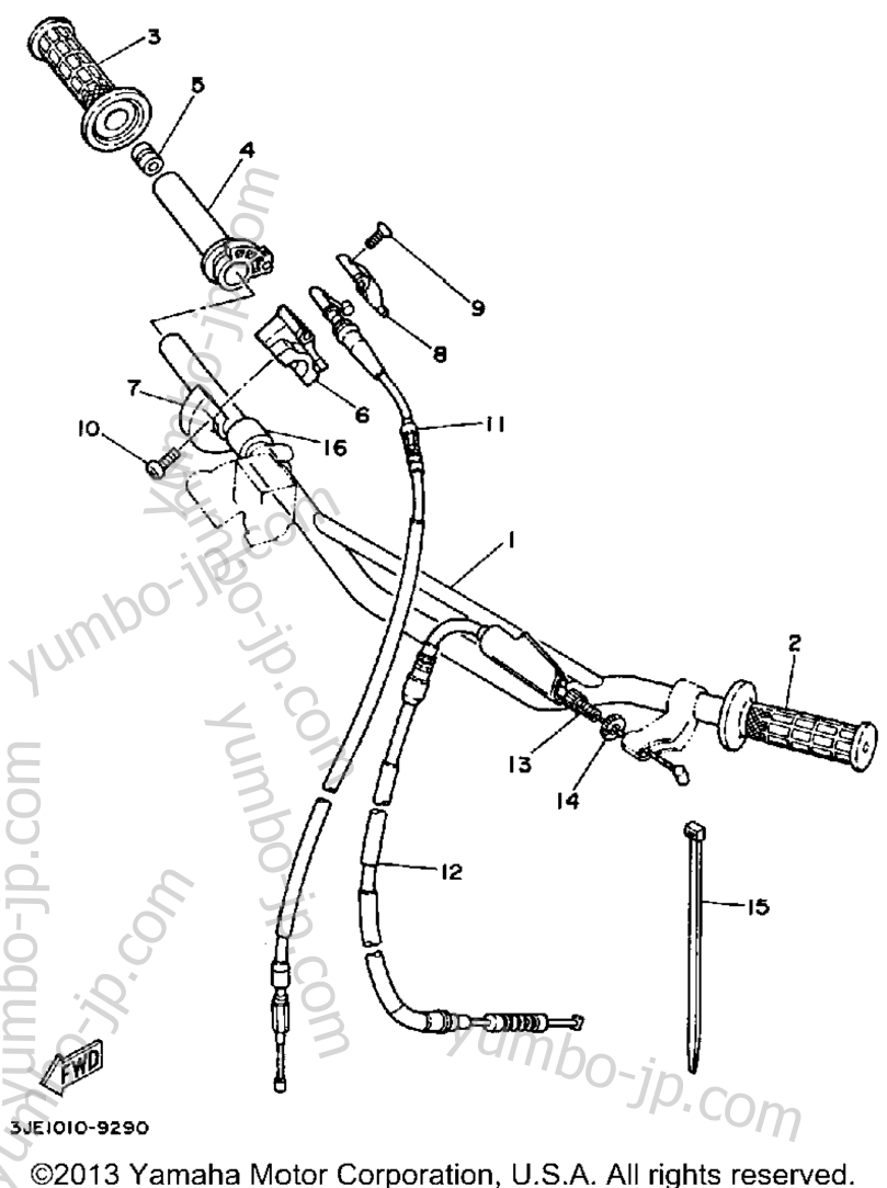 Handlebar - Cable for motorcycles YAMAHA WR250ZB 1991 year