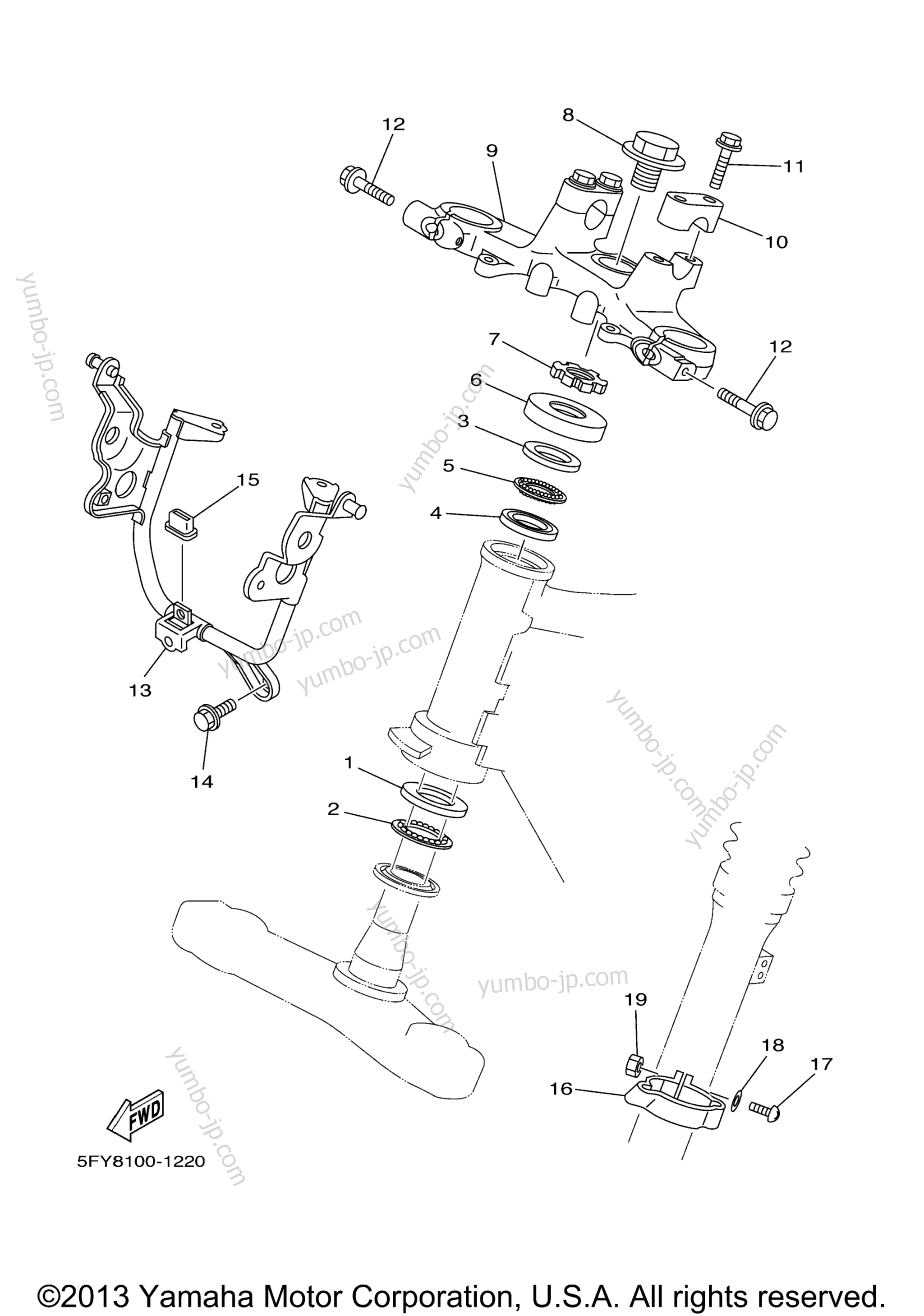 Steering for motorcycles YAMAHA TW200 (TW200YC) CA 2009 year